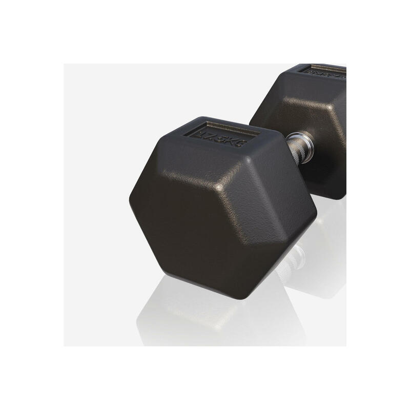 Dumbbell - 1 x 17,5 kg - Gietijzer - Hexagon - Halter