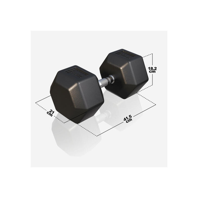 Dumbbell - 1 x 37,5 kg - Gietijzer - Hexagon - Halter