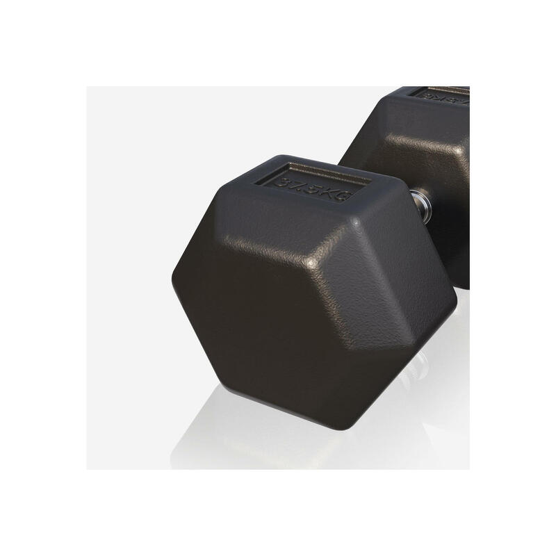 Dumbbell - 1 x 37,5 kg - Gietijzer - Hexagon - Halter