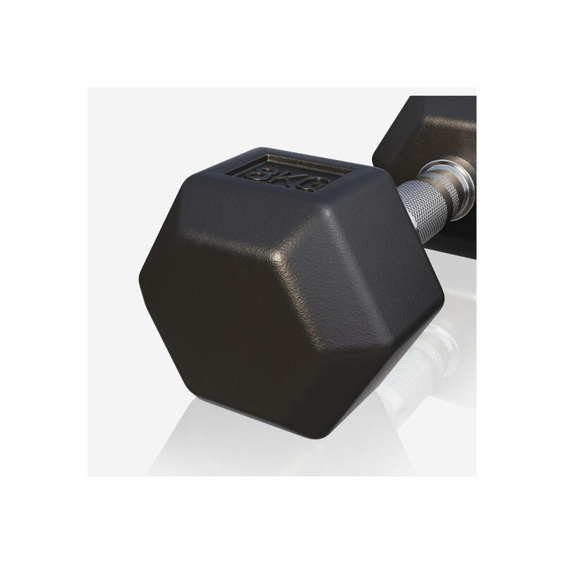 Dumbbell - 1 x 8 kg - Gietijzer - Hexagon - Halter