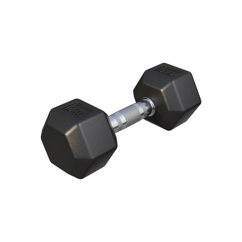 Dumbbell - 1 x 8 kg - Gietijzer - Hexagon - Halter