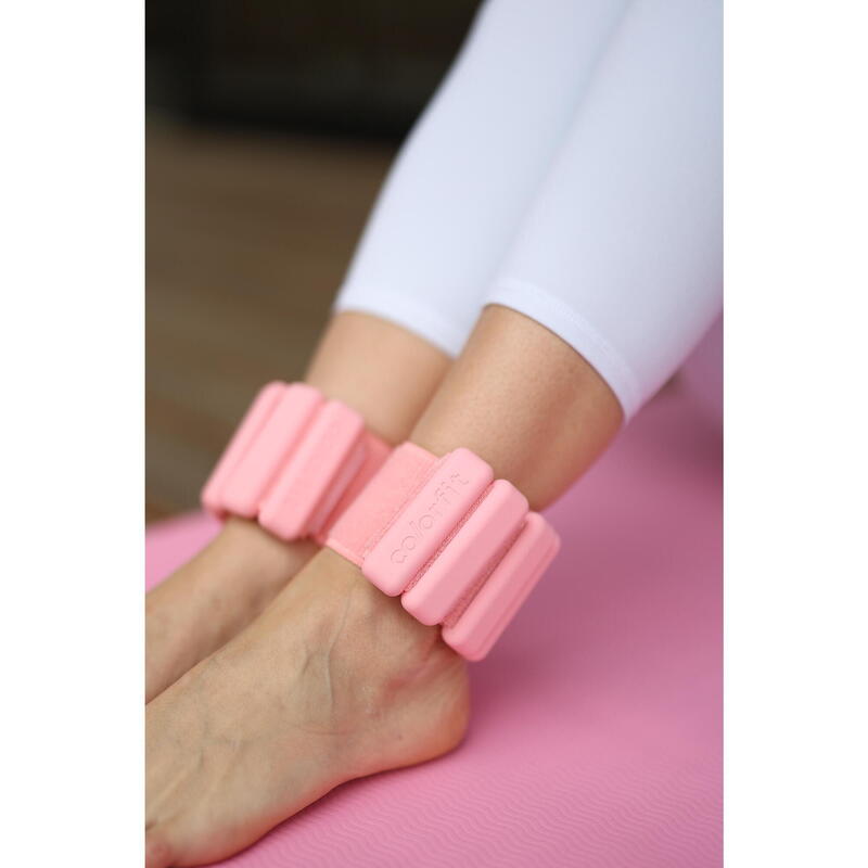 男女皆宜手腕腳踝重量手鍊套裝 0.5 公斤 (2 件) - 腮紅粉色