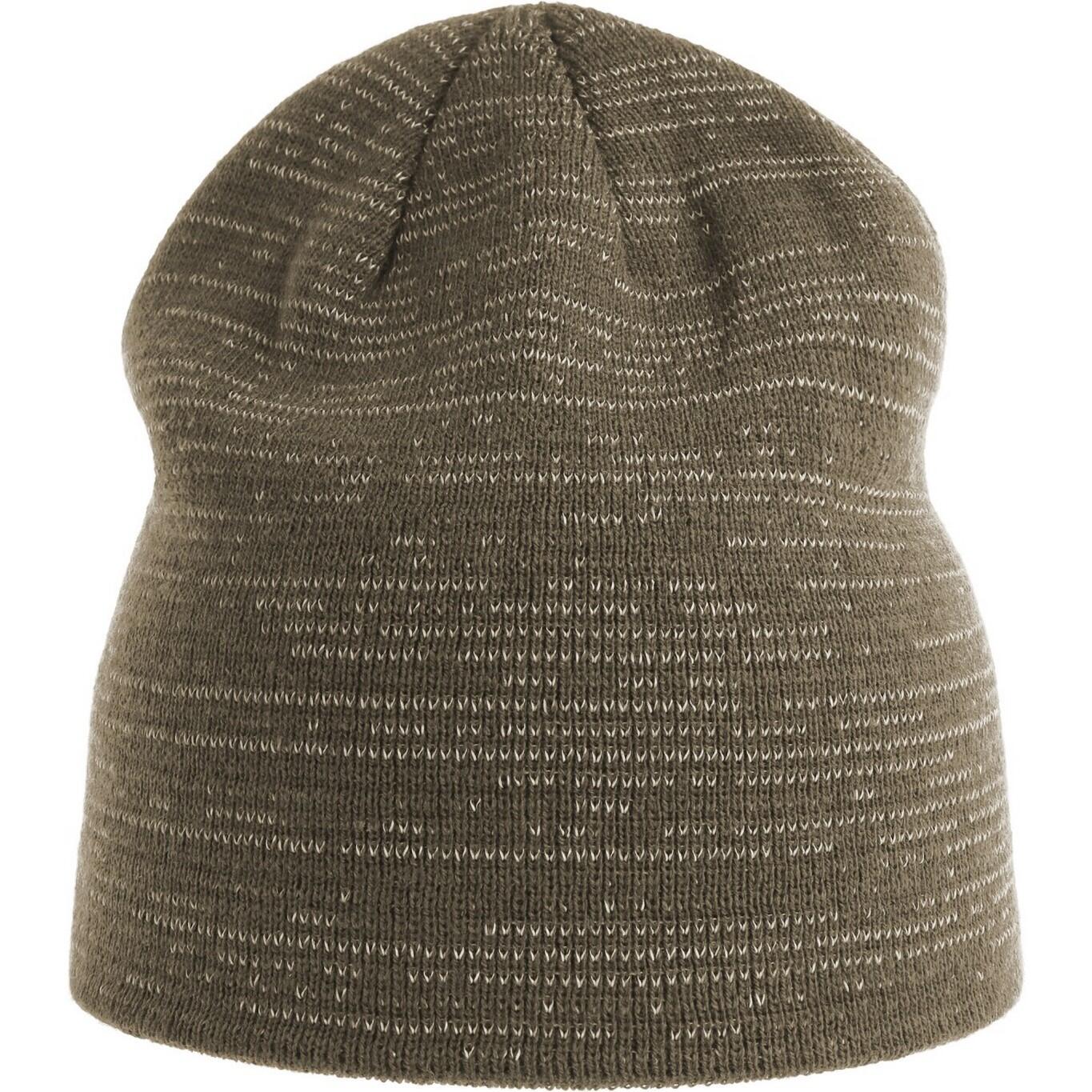 Unisex Adult Shine Reflective Recycled Short Beanie (Olive) 1/3