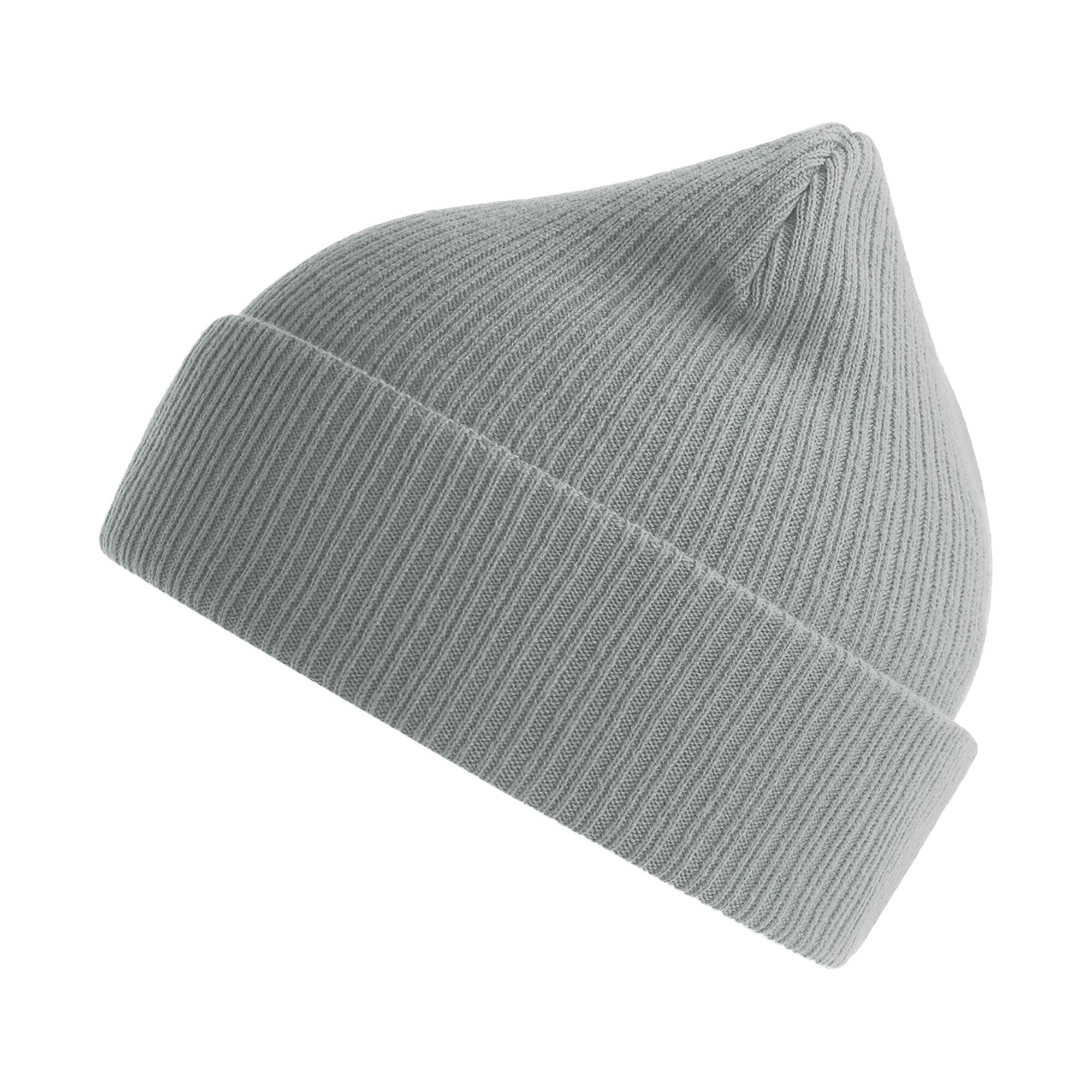 Unisex Adult Nelson Ribbed Organic Cotton Beanie (Light Grey) 1/3