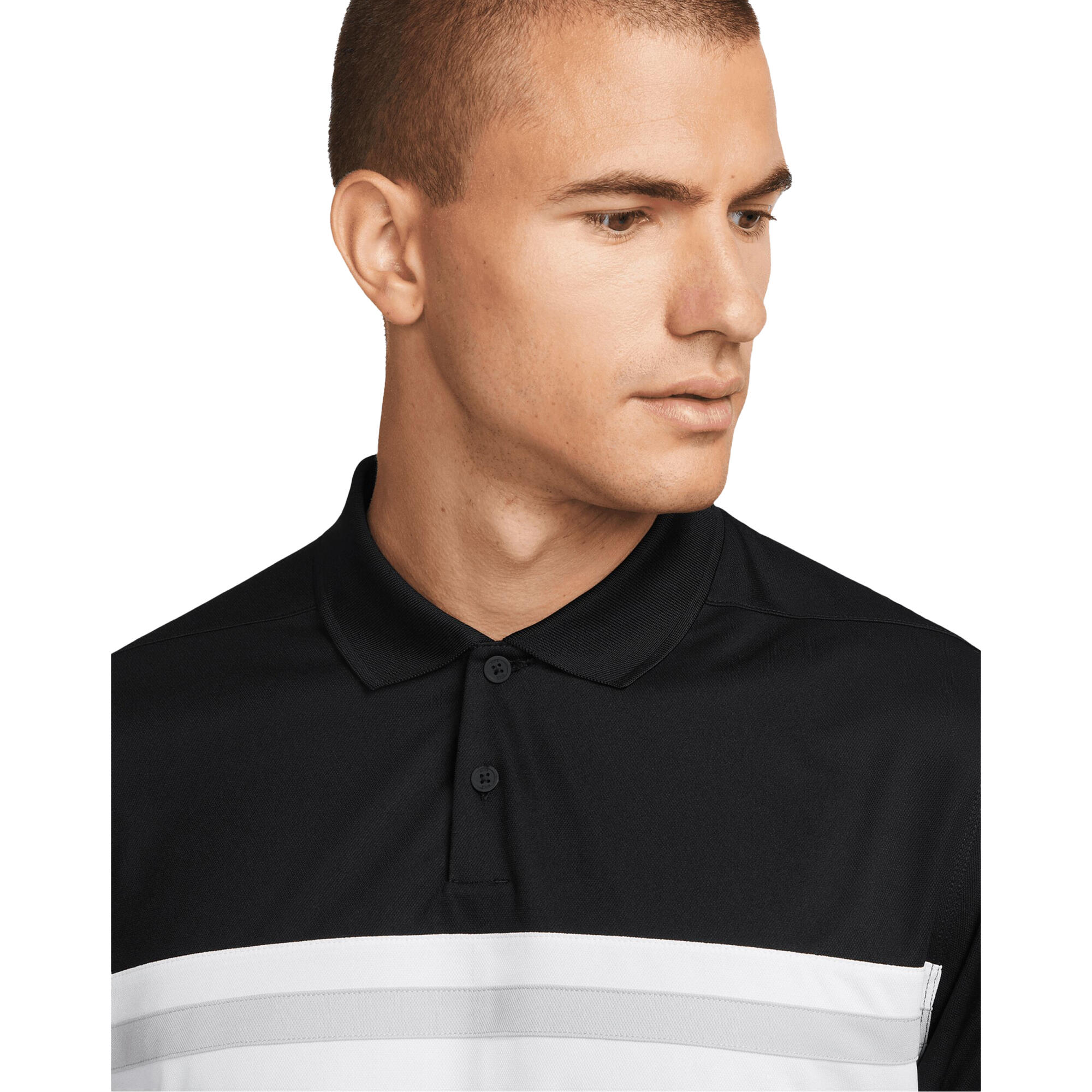 Mens Victory DriFIT Polo Shirt (Black/White) 4/4