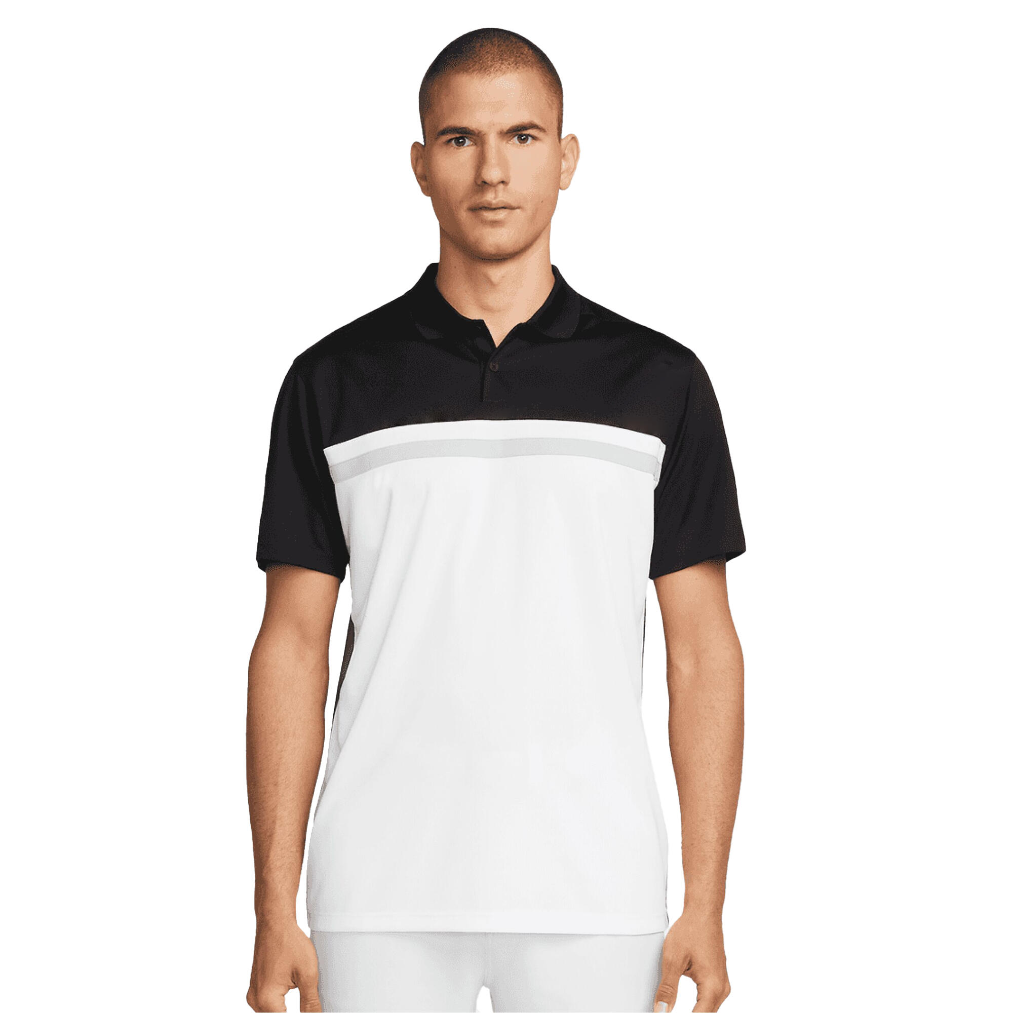 Mens Victory DriFIT Polo Shirt (Black/White) 1/4
