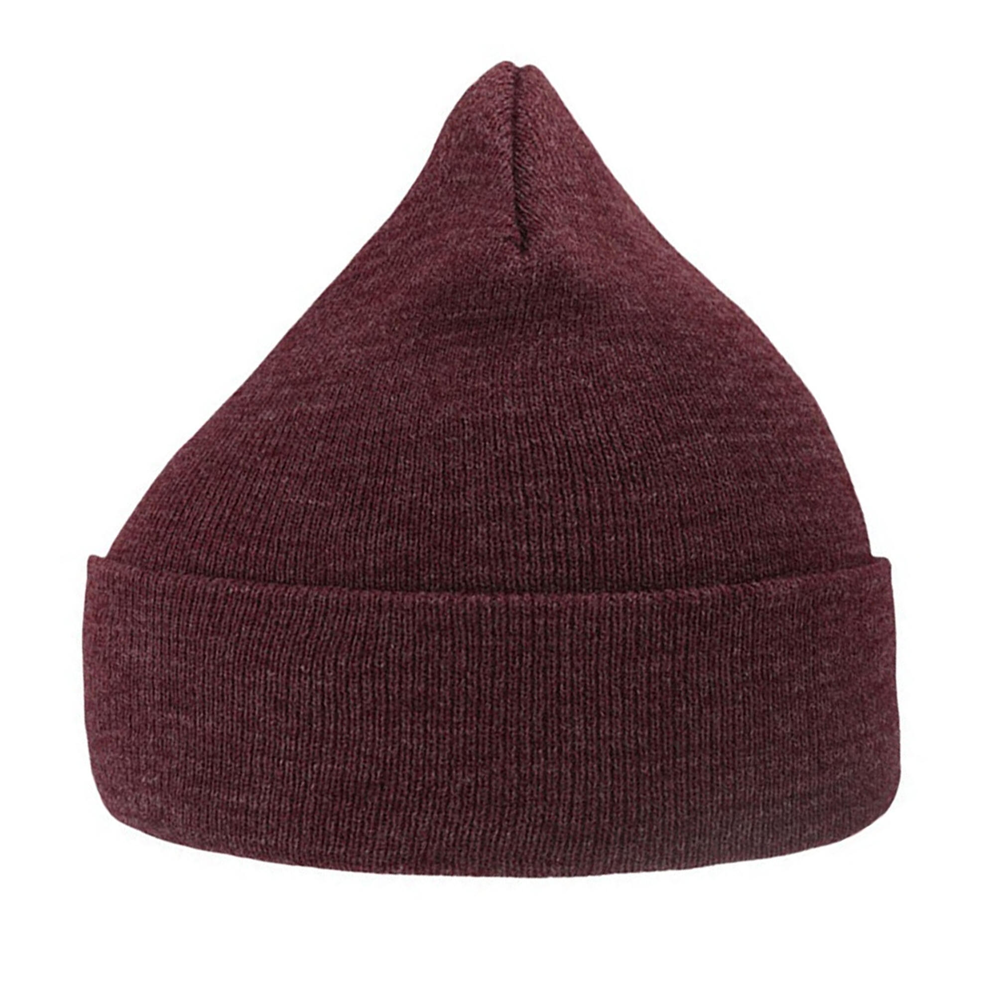 Wind Double Skin Beanie With Turn Up (Burgundy Melange) 2/3