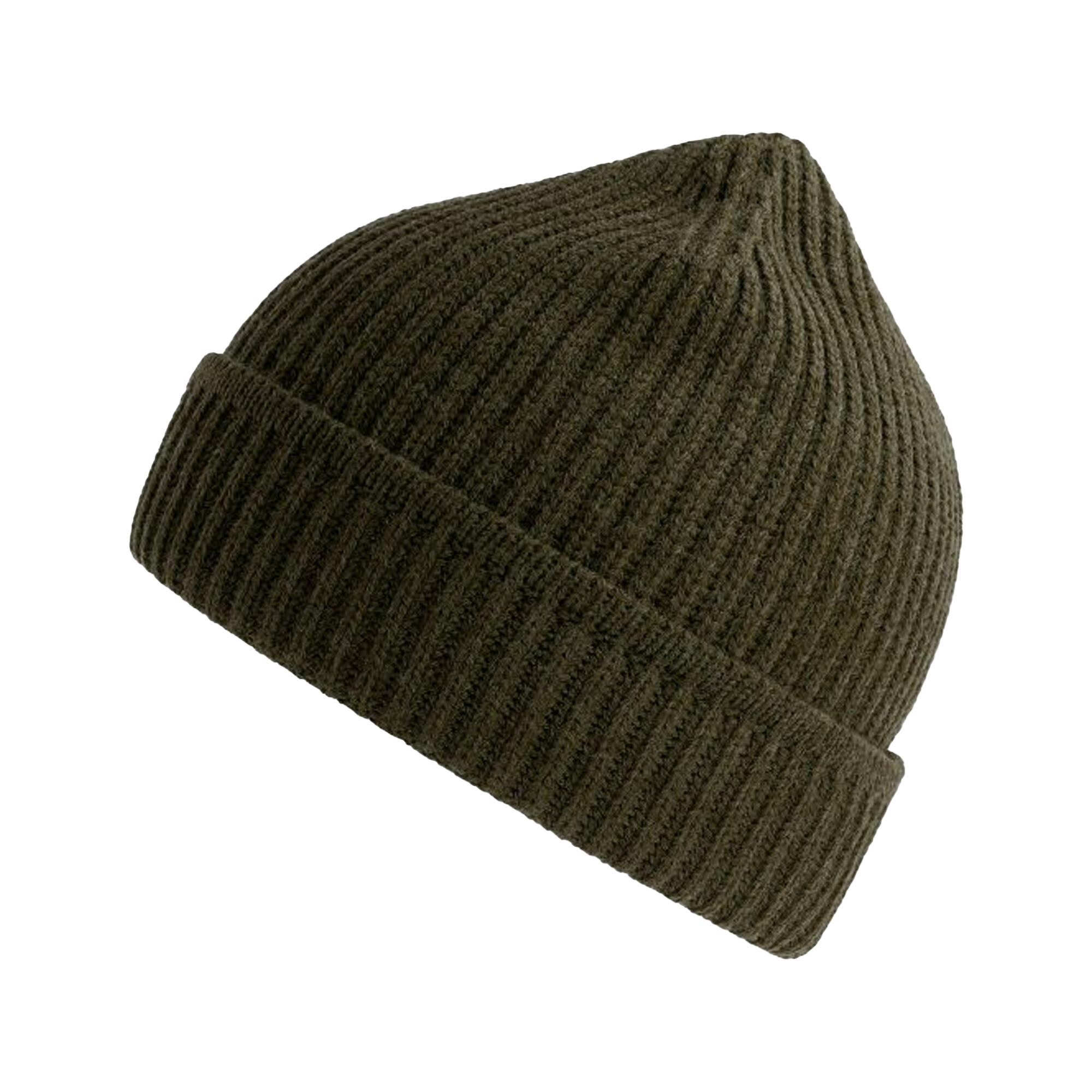 Unisex Adult Maple Ribbed Recycled Beanie (Olive) 1/3