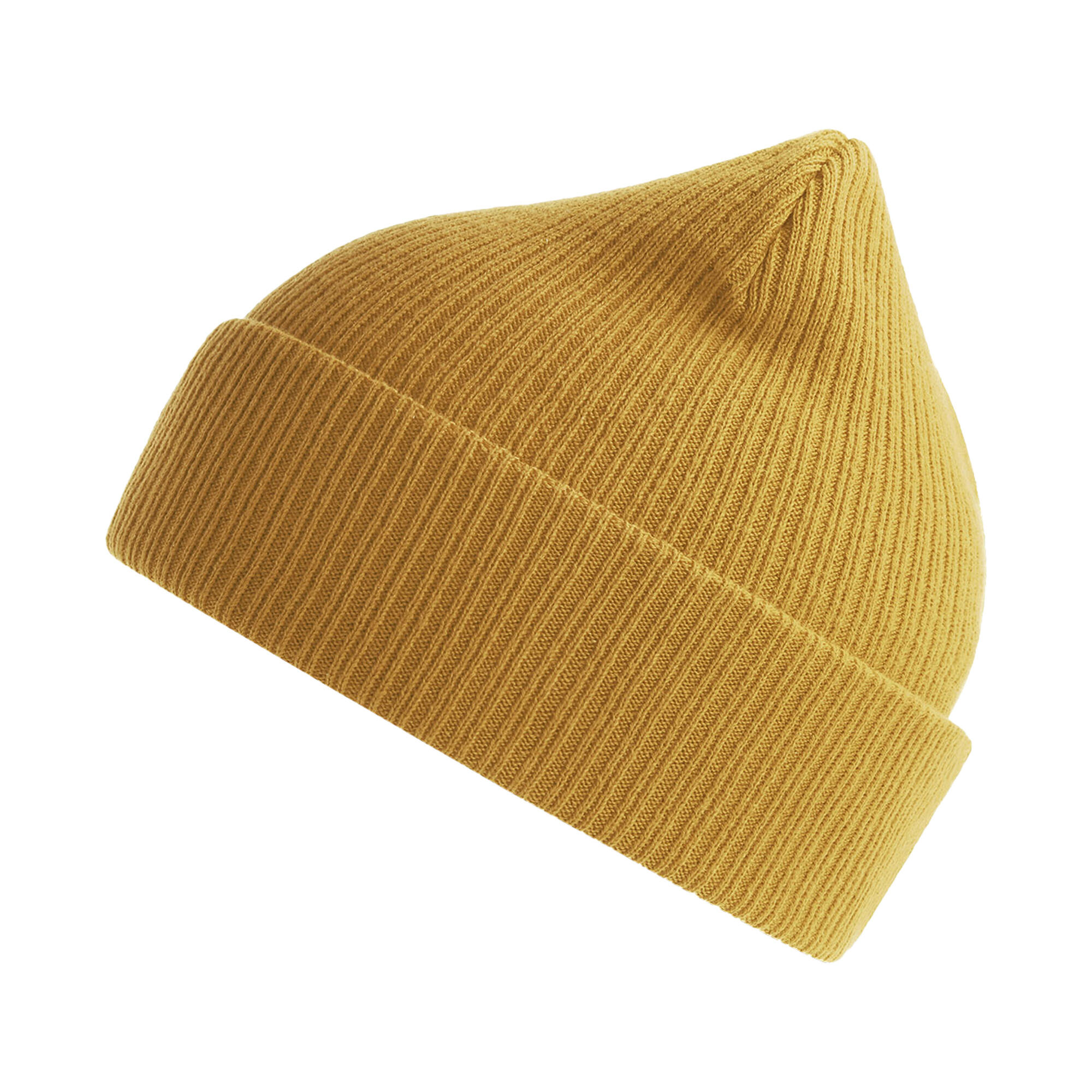 ATLANTIS Unisex Adult Nelson Ribbed Organic Cotton Beanie (Mustard)