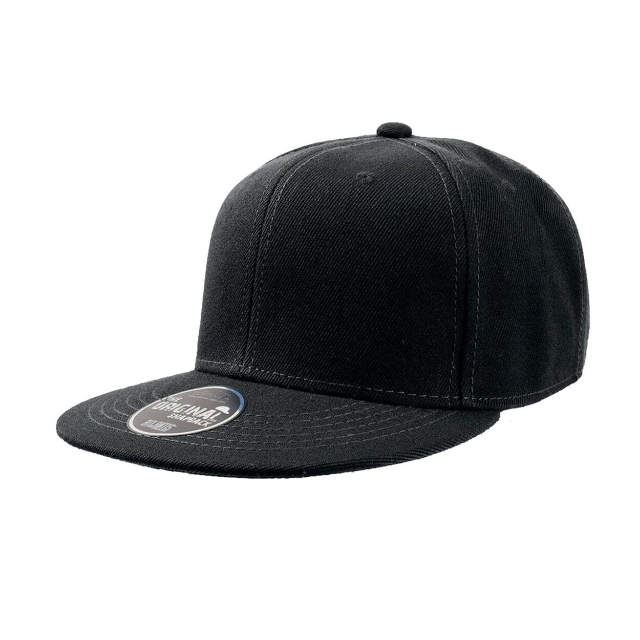 ATLANTIS Snap Back Flat Visor 6 Panel Cap (Pack of 2) (Black)