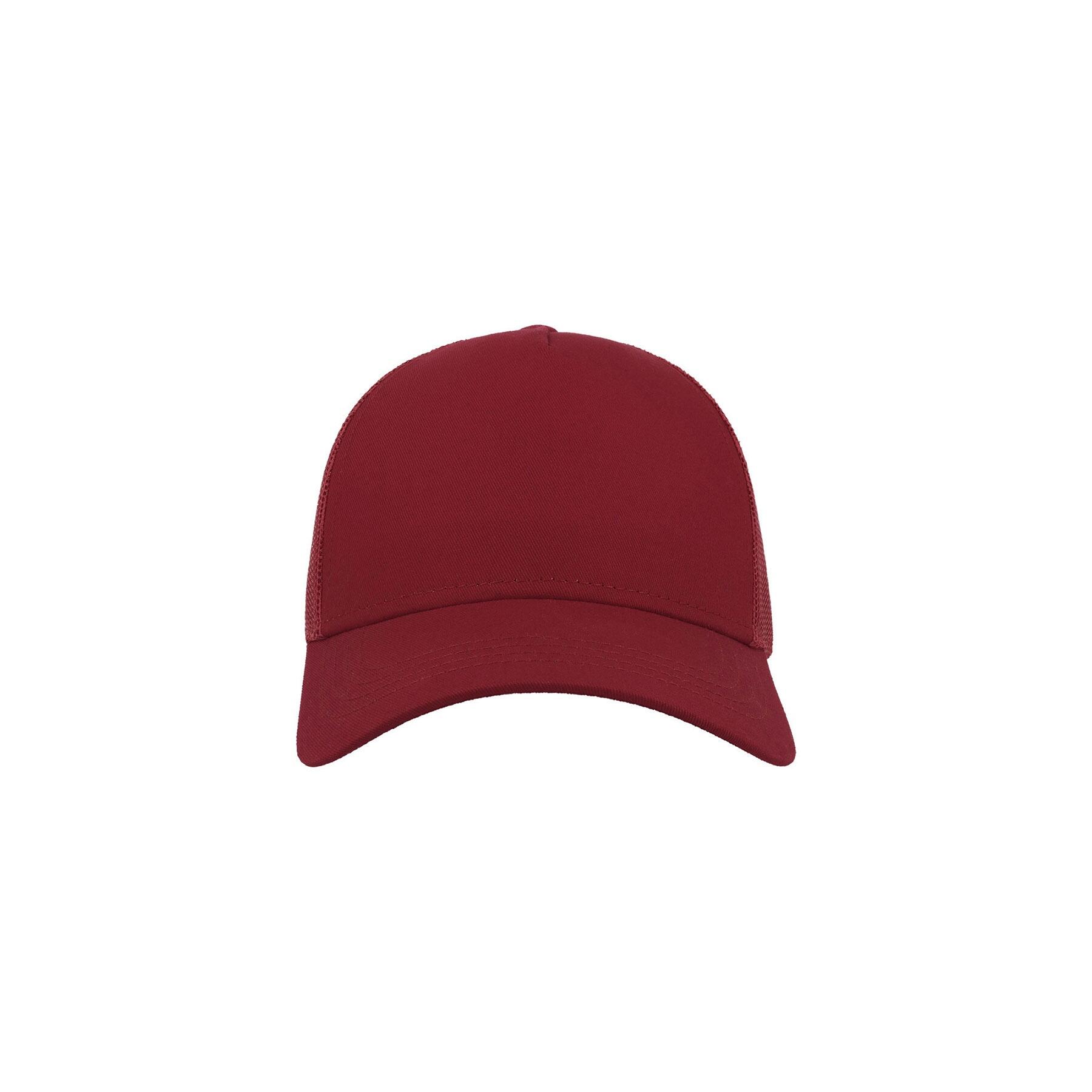 Rapper Cotton 5 Panel Trucker Cap (Burgundy/Burgundy) 3/3