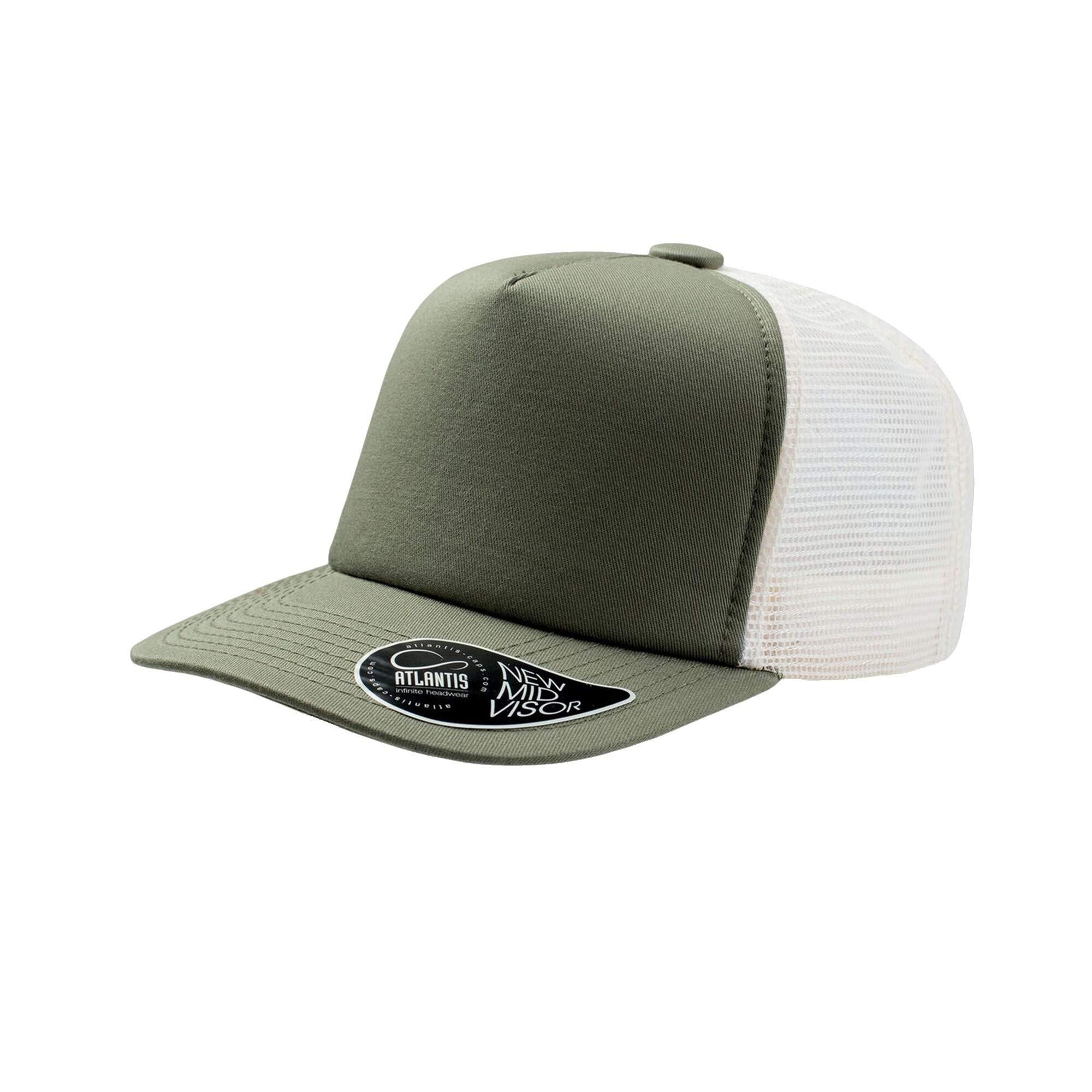 ATLANTIS Record Mid Visor 5 Panel Trucker Cap (Pack of 2) (Olive)