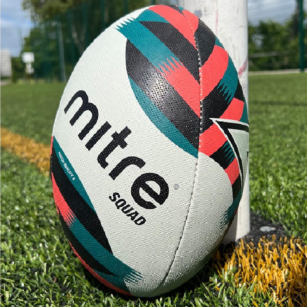 Pallone da rugby SQUAD (bianco / rosso / blu)