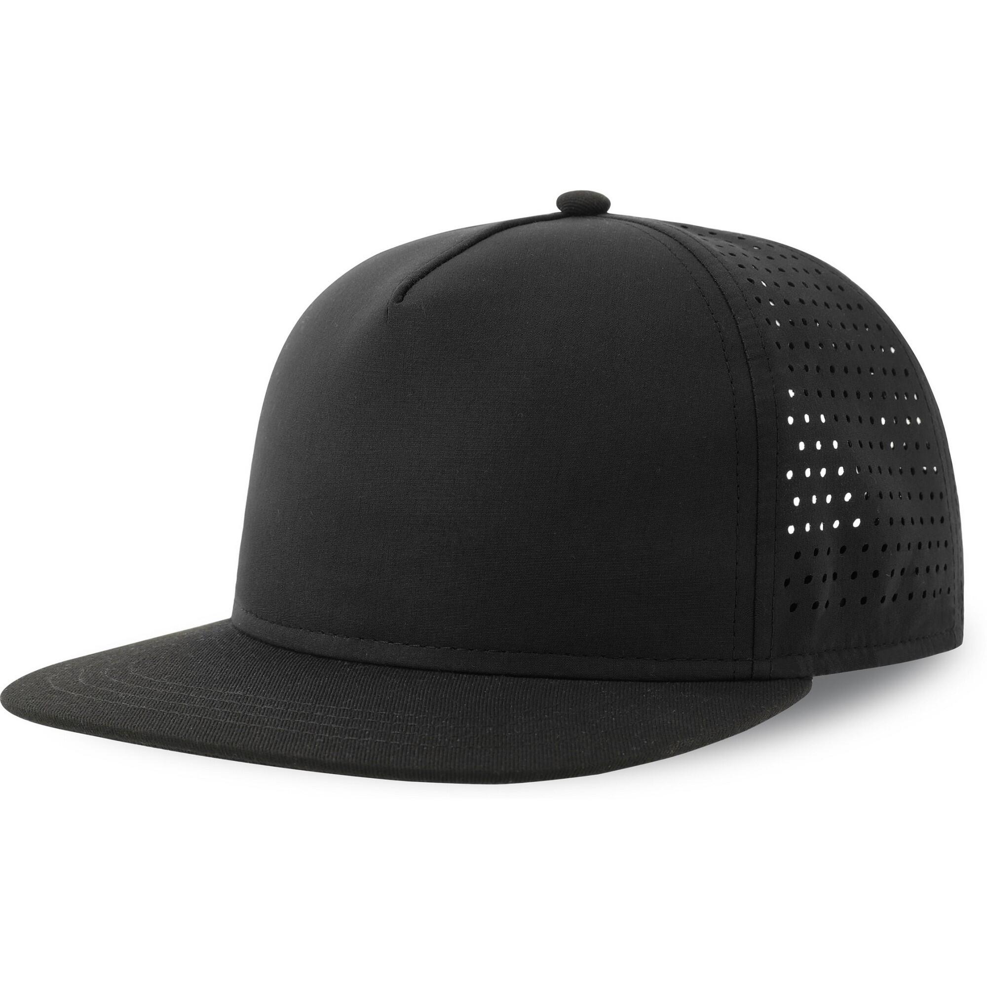 Unisex Adult Bank 5 Panel Recycled Snapback Cap (Black) 3/4