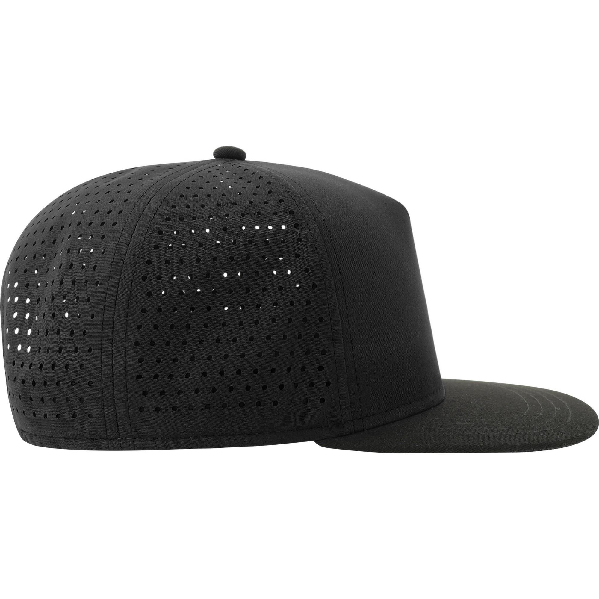 Unisex Adult Bank 5 Panel Recycled Snapback Cap (Black) 4/4