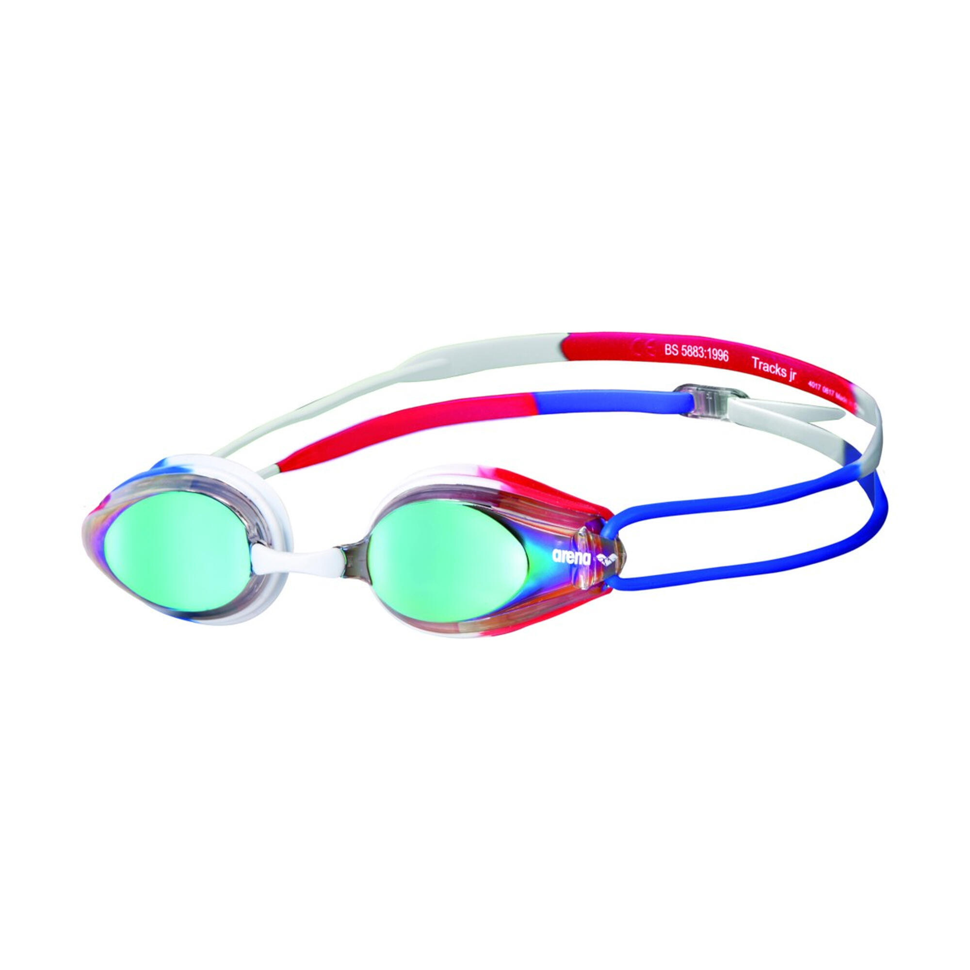 ARENA Childrens/Kids Tracks Swimming Goggles (Gold/Blue/Red)