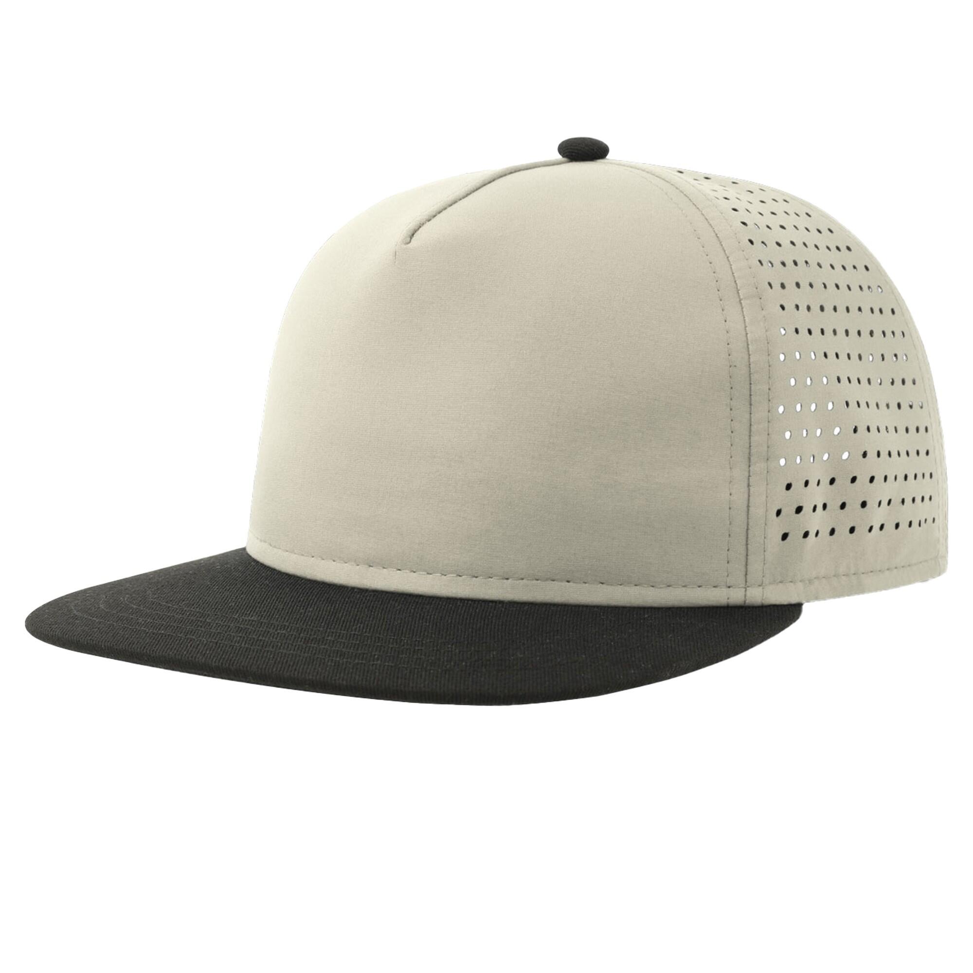 Unisex Adult Bank 5 Panel Recycled Snapback Cap (Light Grey/Black) 3/4