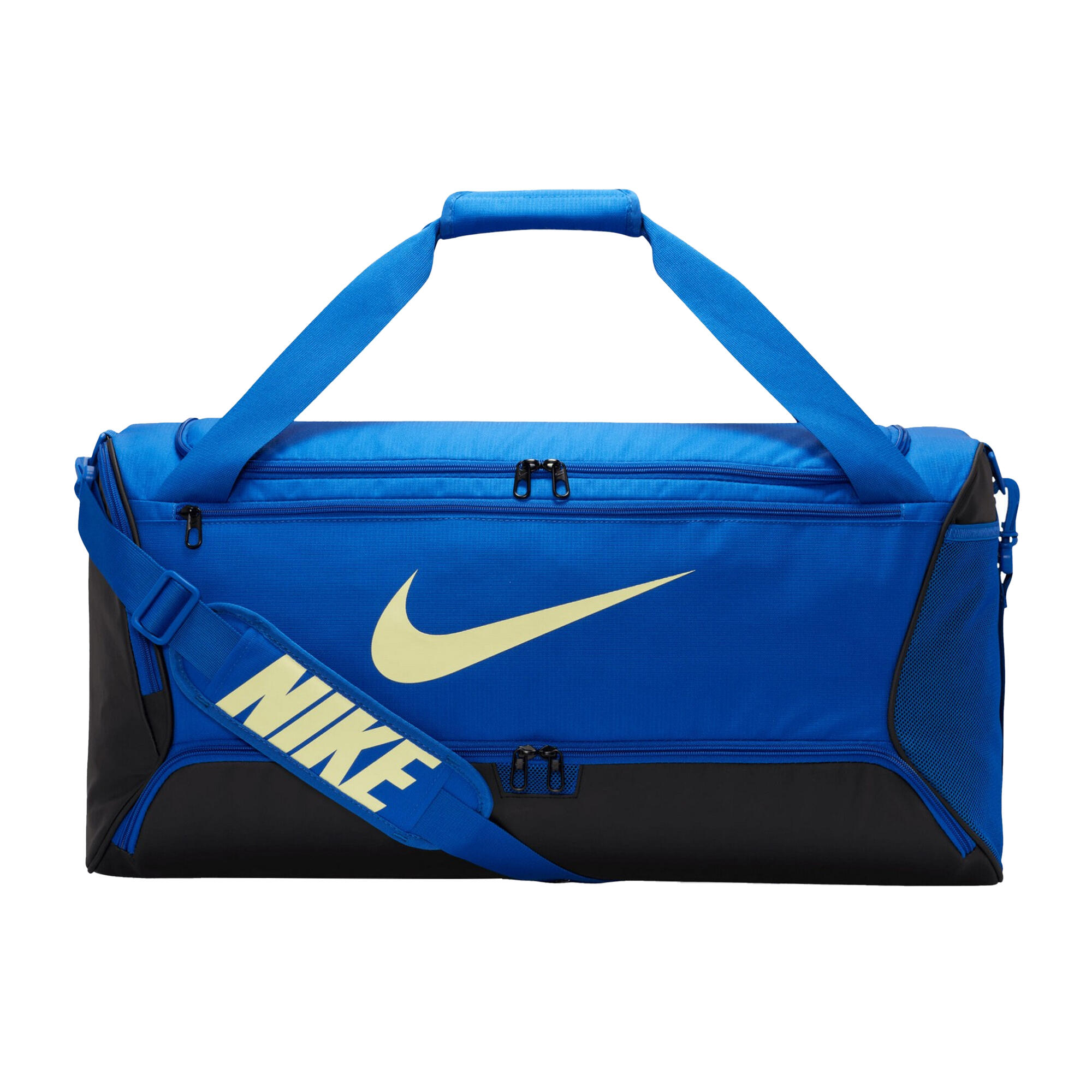 NIKE Brasilia Swoosh Training 60L Duffle Bag (Hyper Royal/Black/Citron Tint)