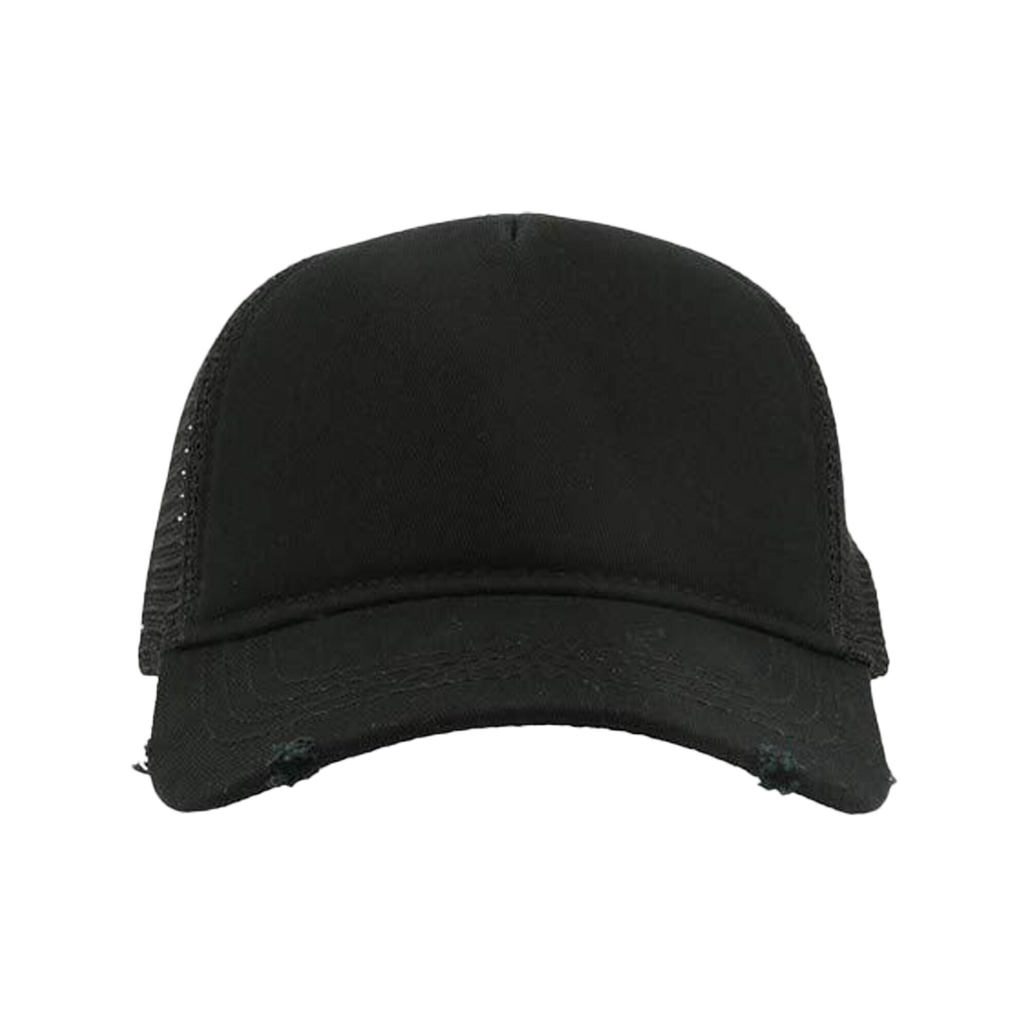 ATLANTIS Rapper Destroyed 5 Panel Weathered Trucker Cap (Pack of 2) (Black/Black)