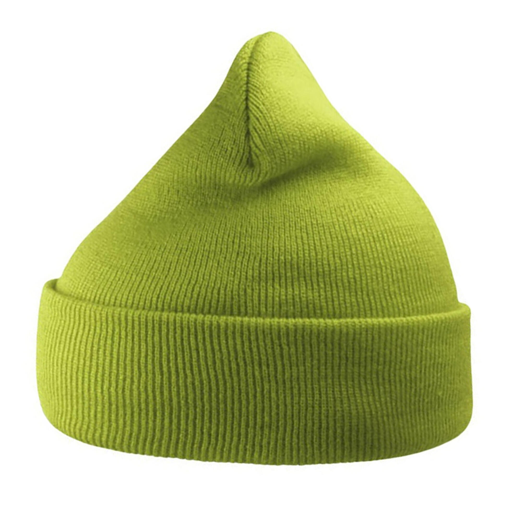 Wind Double Skin Beanie With Turn Up (Lime) 2/3