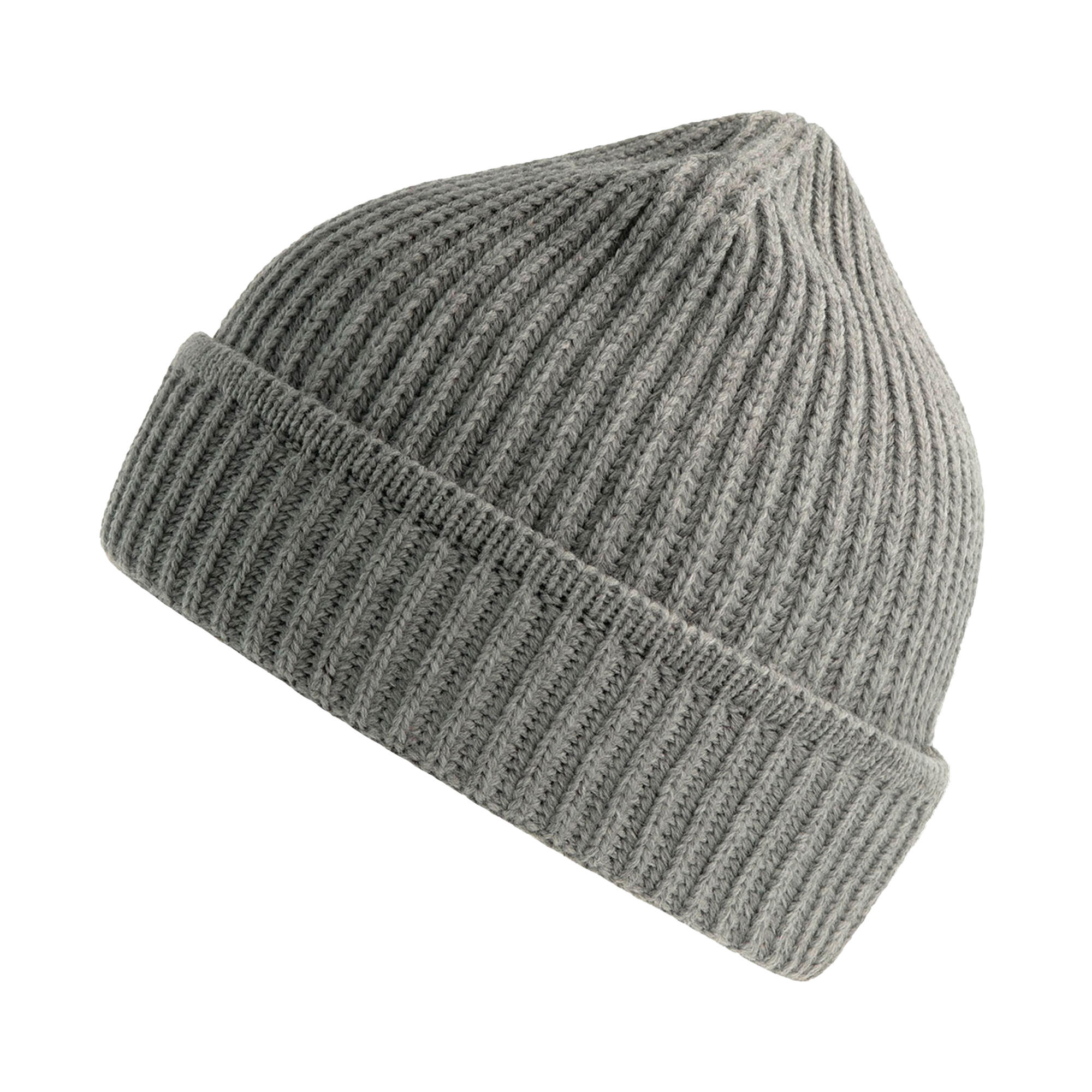 Unisex Adult Maple Ribbed Recycled Beanie (Light Grey Melange) 1/3