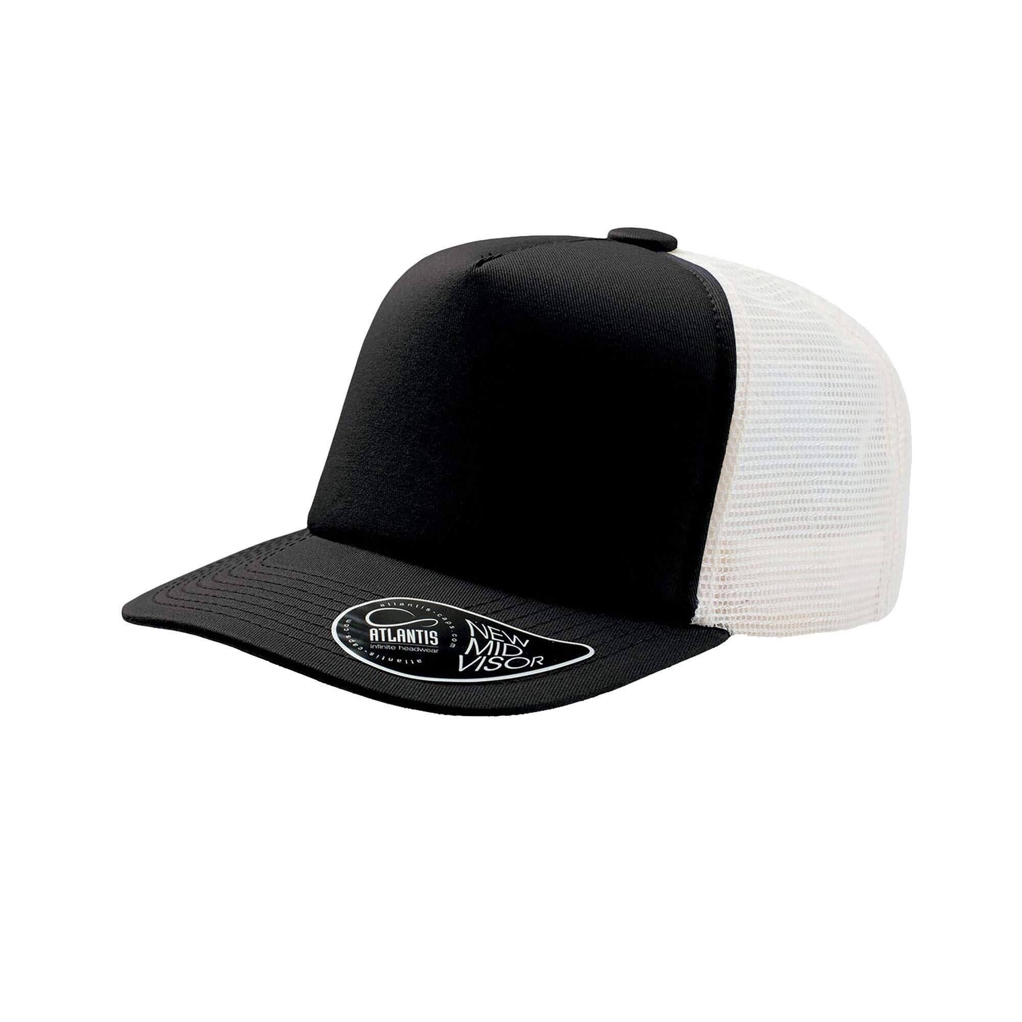 Record Mid Visor 5 Panel Trucker Cap (Pack of 2) (Black) 1/4