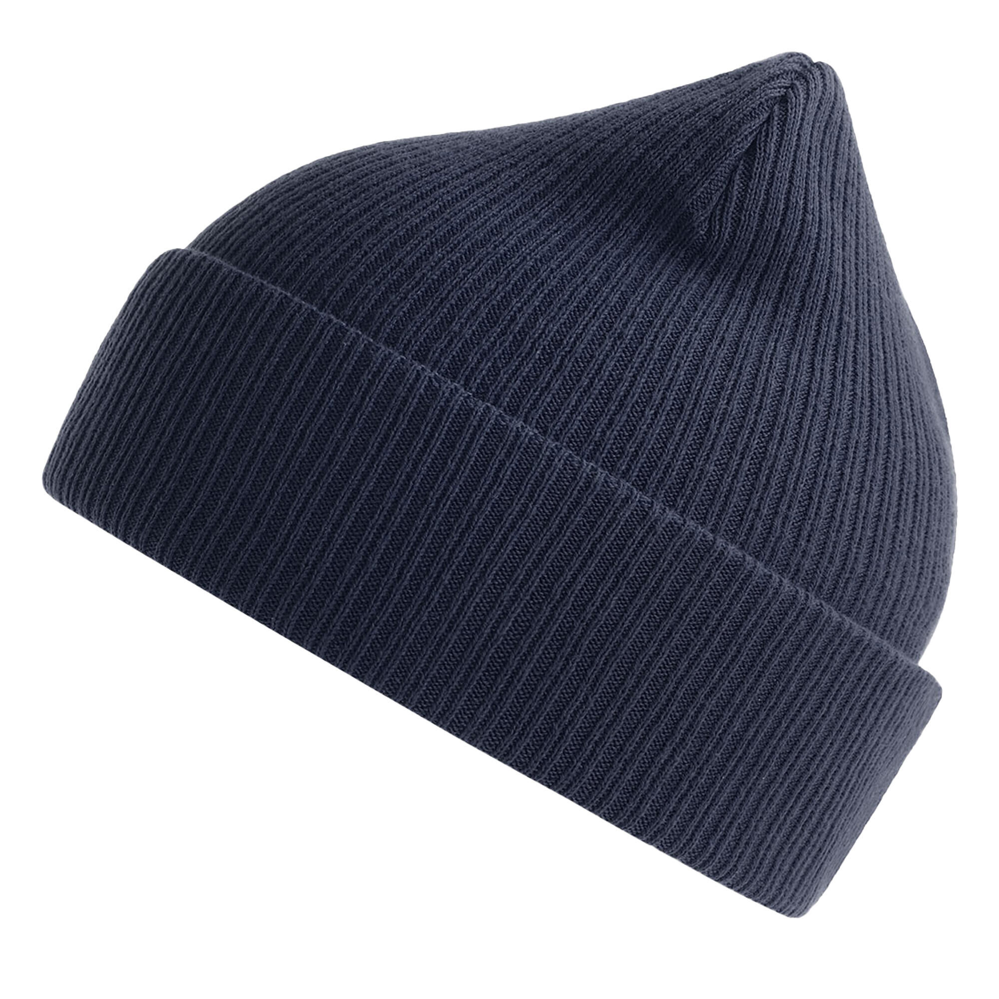 ATLANTIS Unisex Adult Nelson Ribbed Organic Cotton Beanie (Navy)