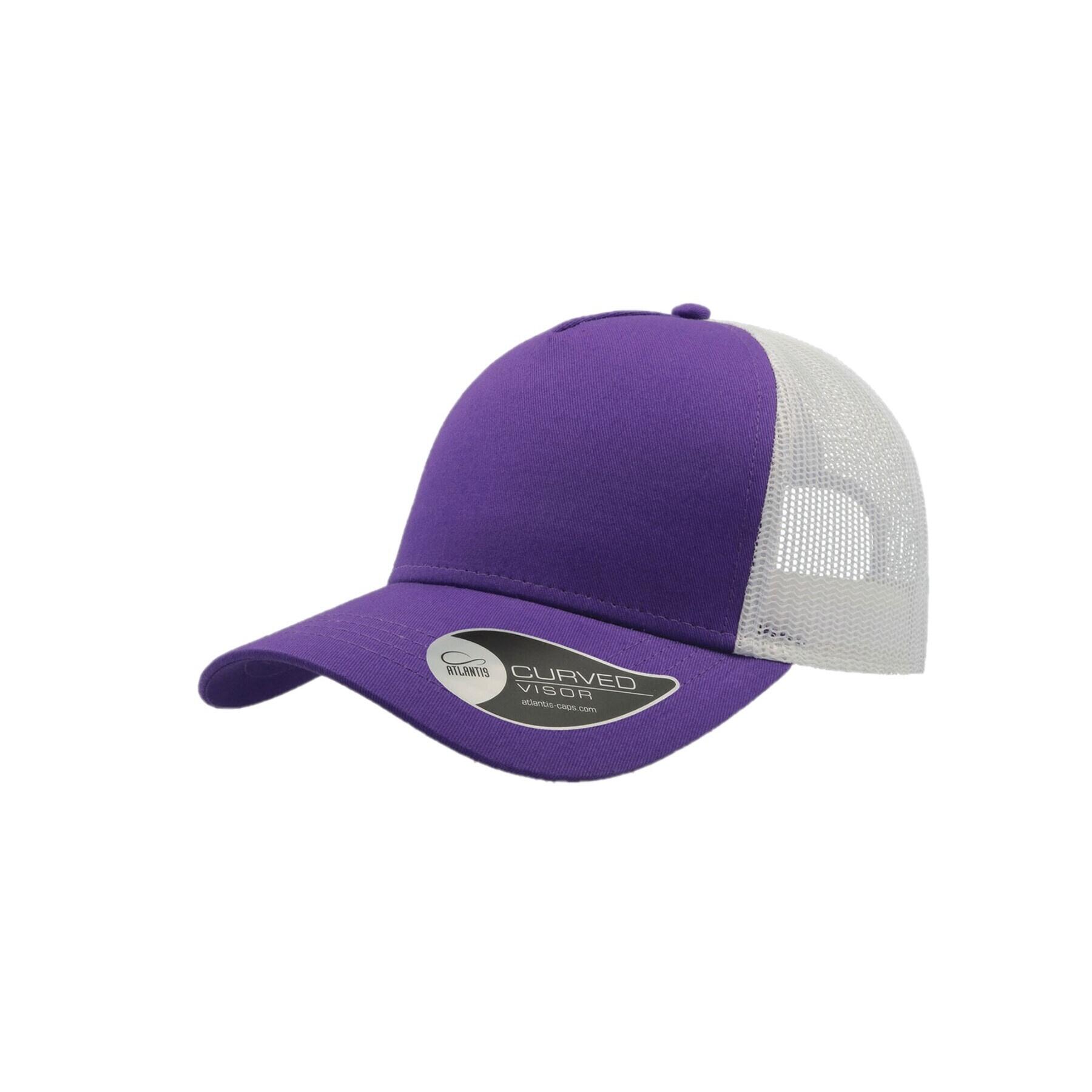 ATLANTIS Rapper Cotton 5 Panel Trucker Cap (Purple/White)