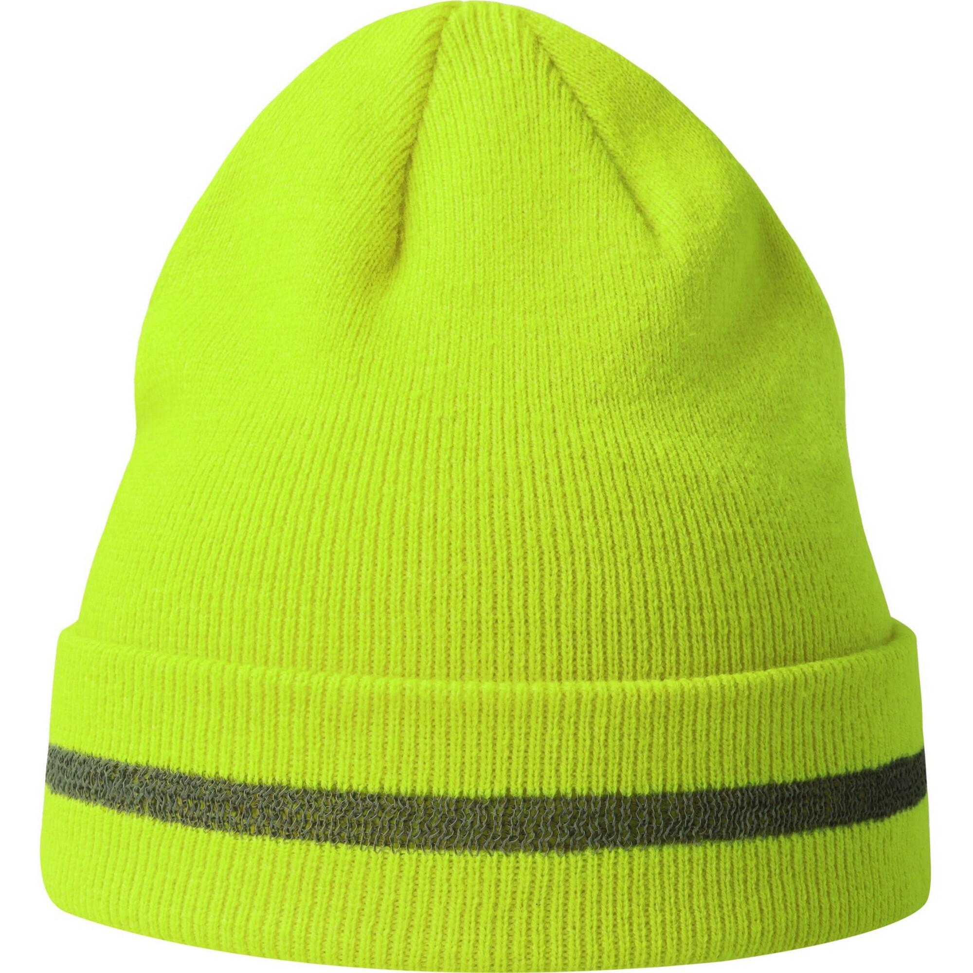 Unisex Adult Workout Recycled HiVis Beanie (Safety Yellow) 1/3