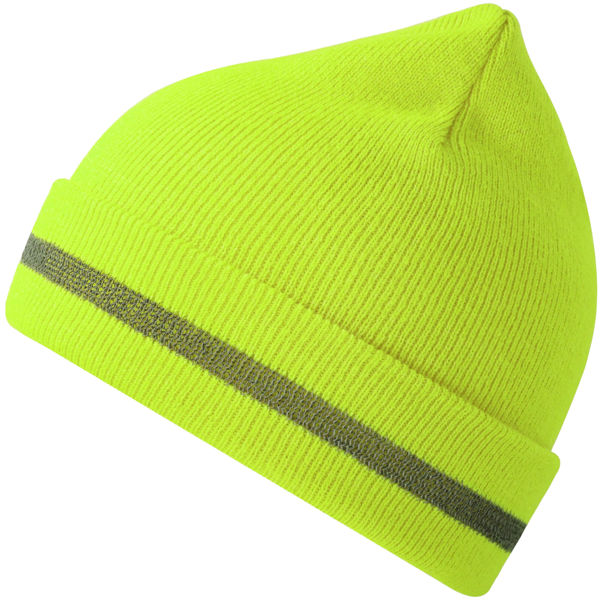 Unisex Adult Workout Recycled HiVis Beanie (Safety Yellow) 3/3