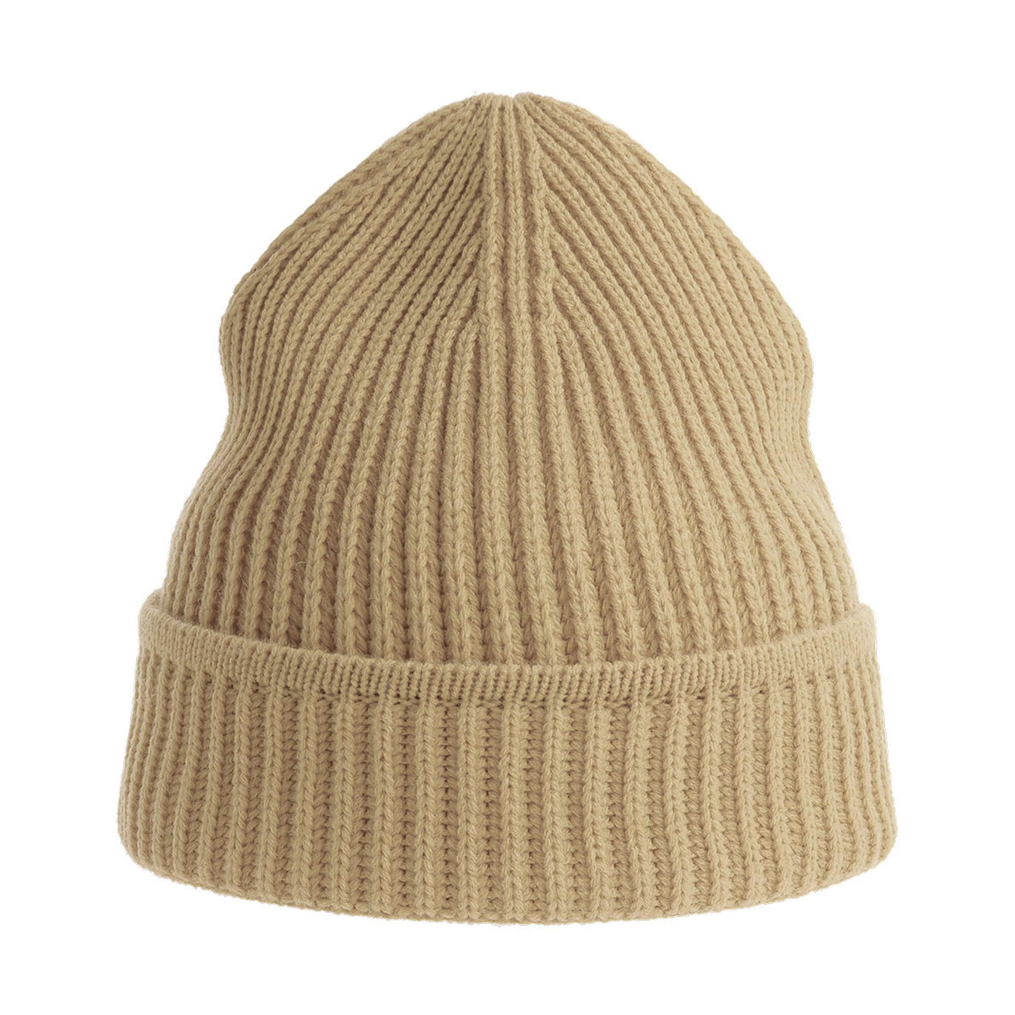Unisex Adult Maple Ribbed Recycled Beanie (Beige) 2/3