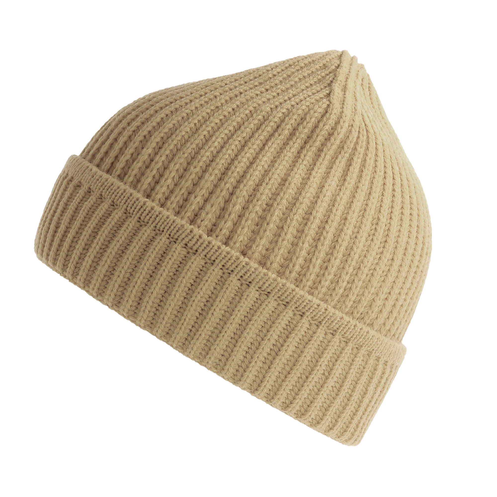 Unisex Adult Maple Ribbed Recycled Beanie (Beige) 1/3