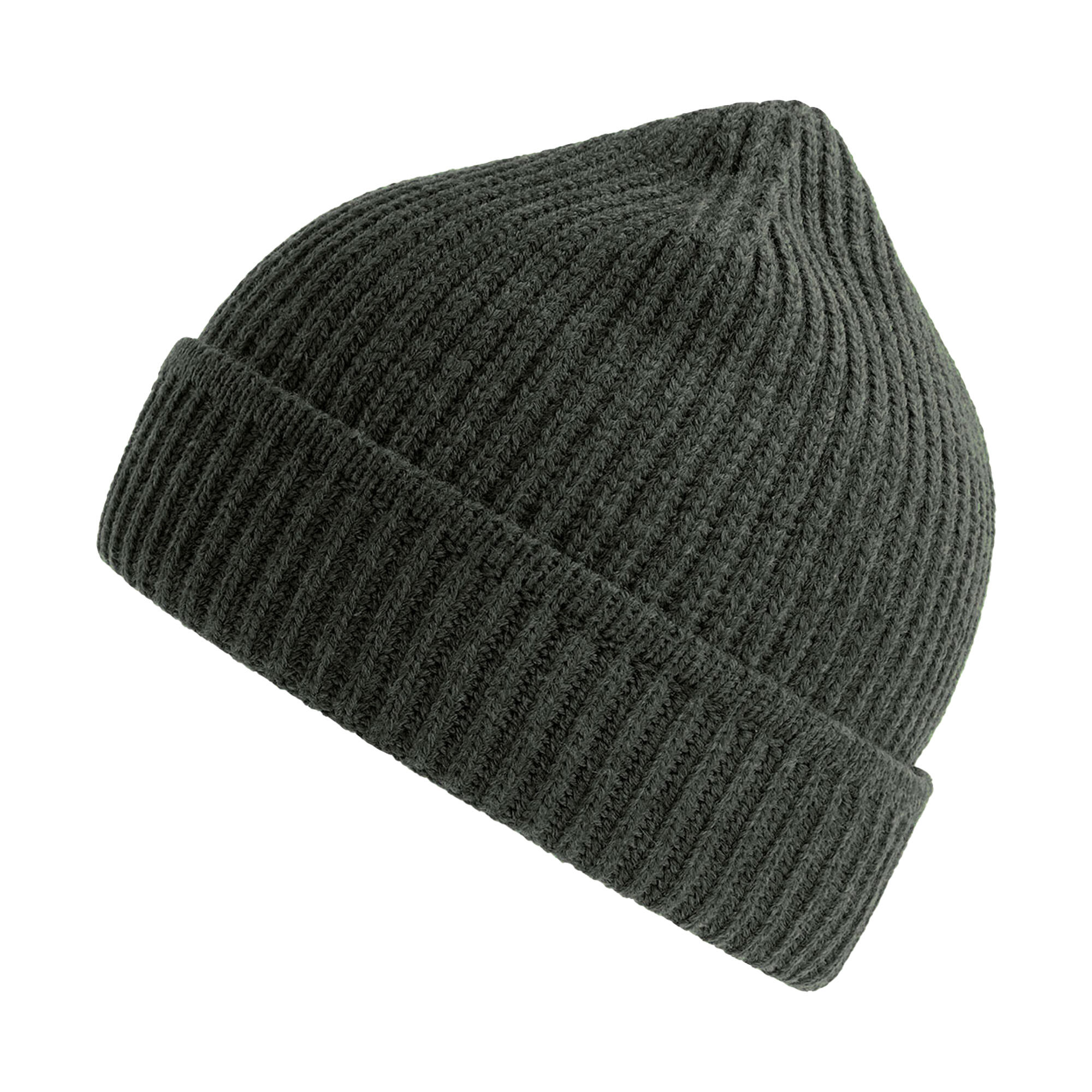 Unisex Adult Maple Ribbed Recycled Beanie (Dark Grey Melange) 1/3