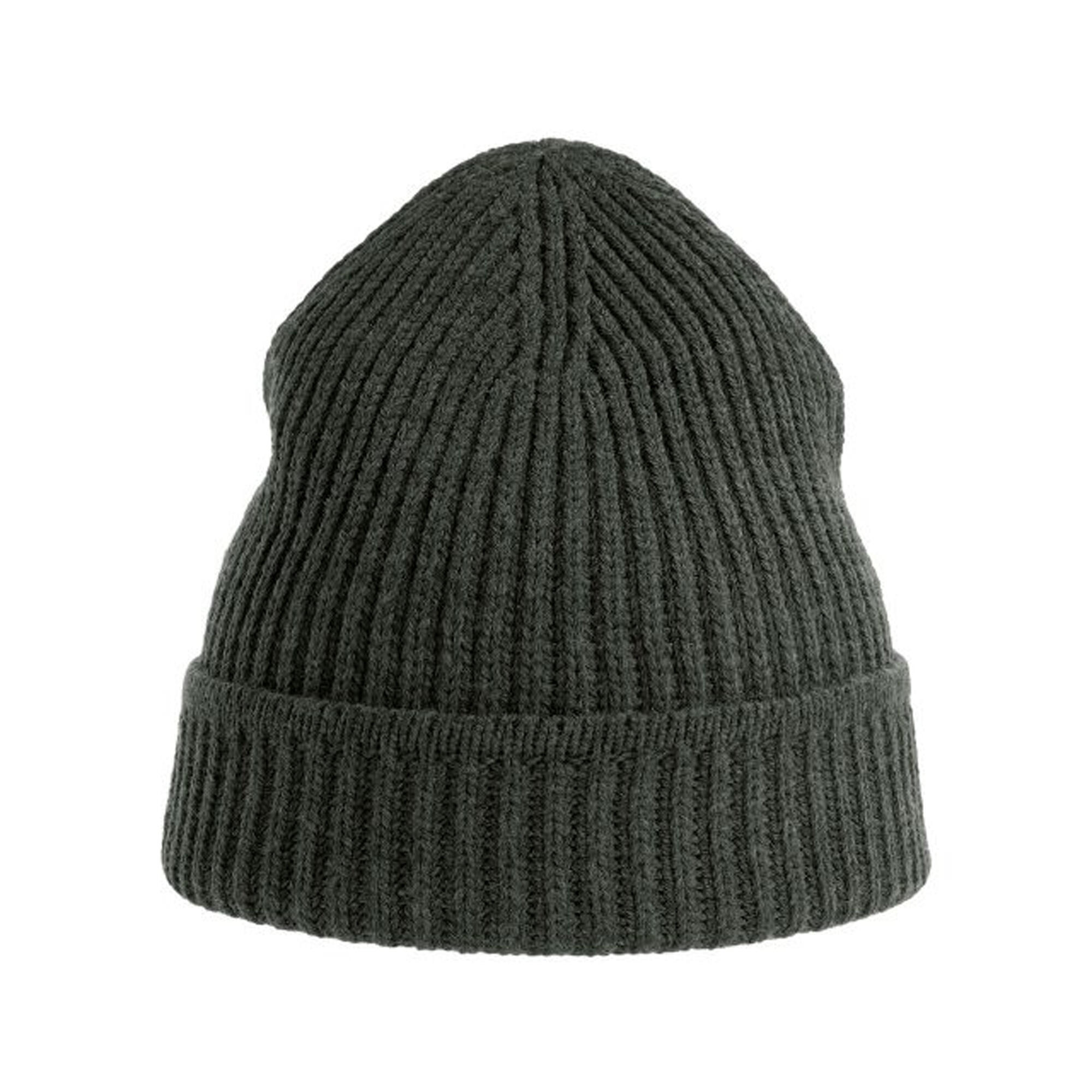 Unisex Adult Maple Ribbed Recycled Beanie (Dark Grey Melange) 2/3
