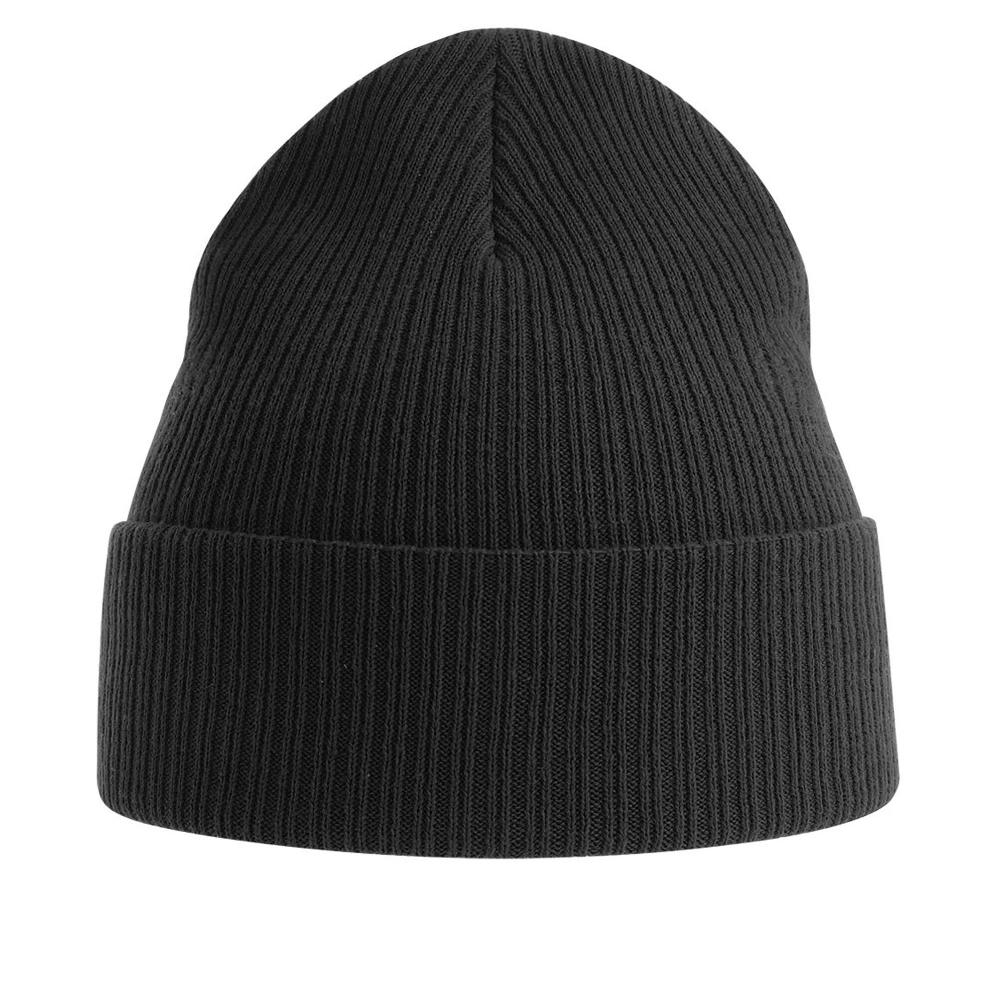 Unisex Adult Nelson Ribbed Organic Cotton Beanie (Black) 2/3