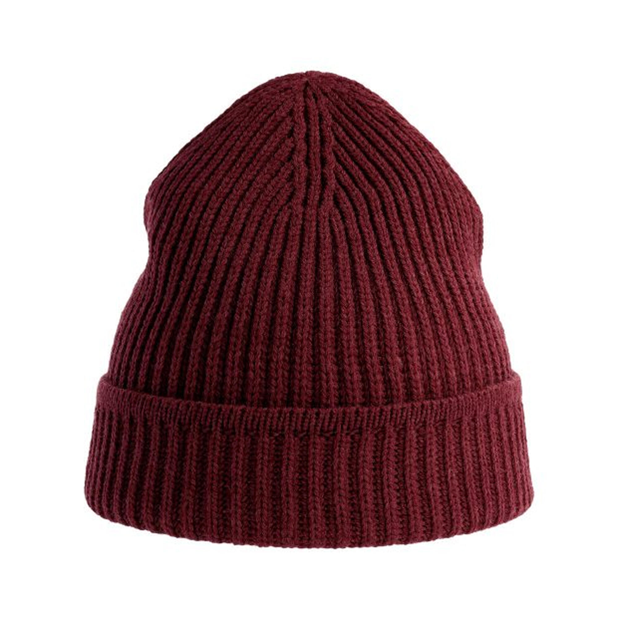 Unisex Adult Maple Ribbed Recycled Beanie (Burgundy Melange) 2/3
