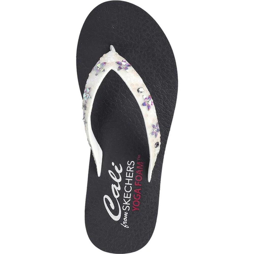 Womens/Ladies Meditation Dancing Daisy Flip Flops (White) 4/5