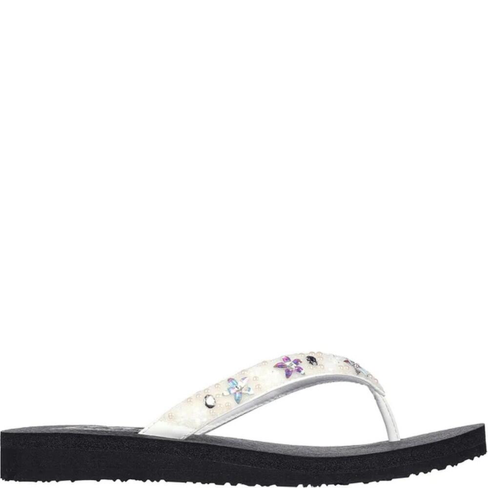 Womens/Ladies Meditation Dancing Daisy Flip Flops (White) 3/5