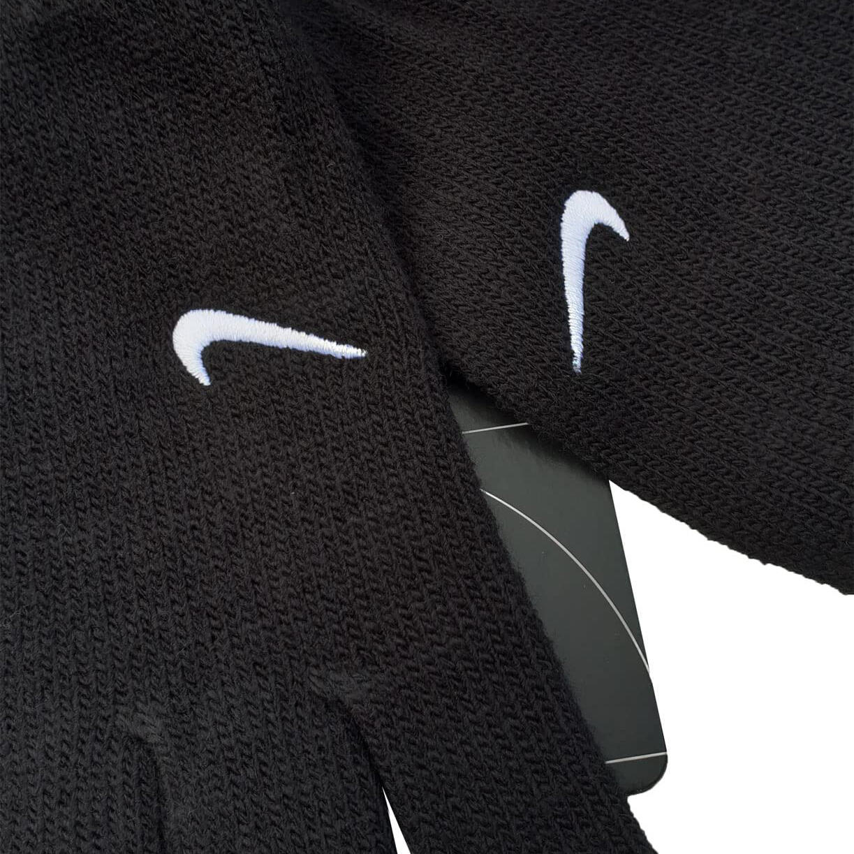 Bambini Lavorato A Maglia Swoosh Guanto 95% Acrilico 5% Spandex Nike 2.0 Nero 4/4