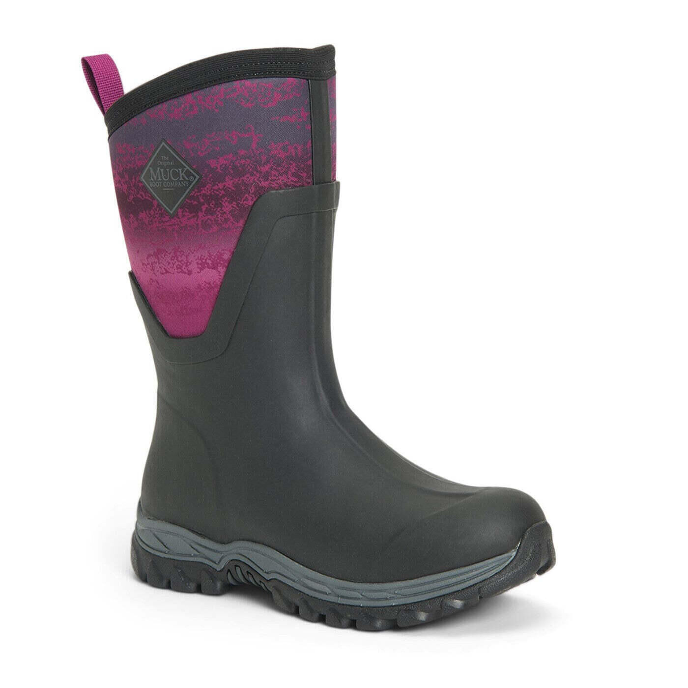 MUCK BOOTS Unisex Arctic Sport Mid Pull On Wellies (Black/Magenta)