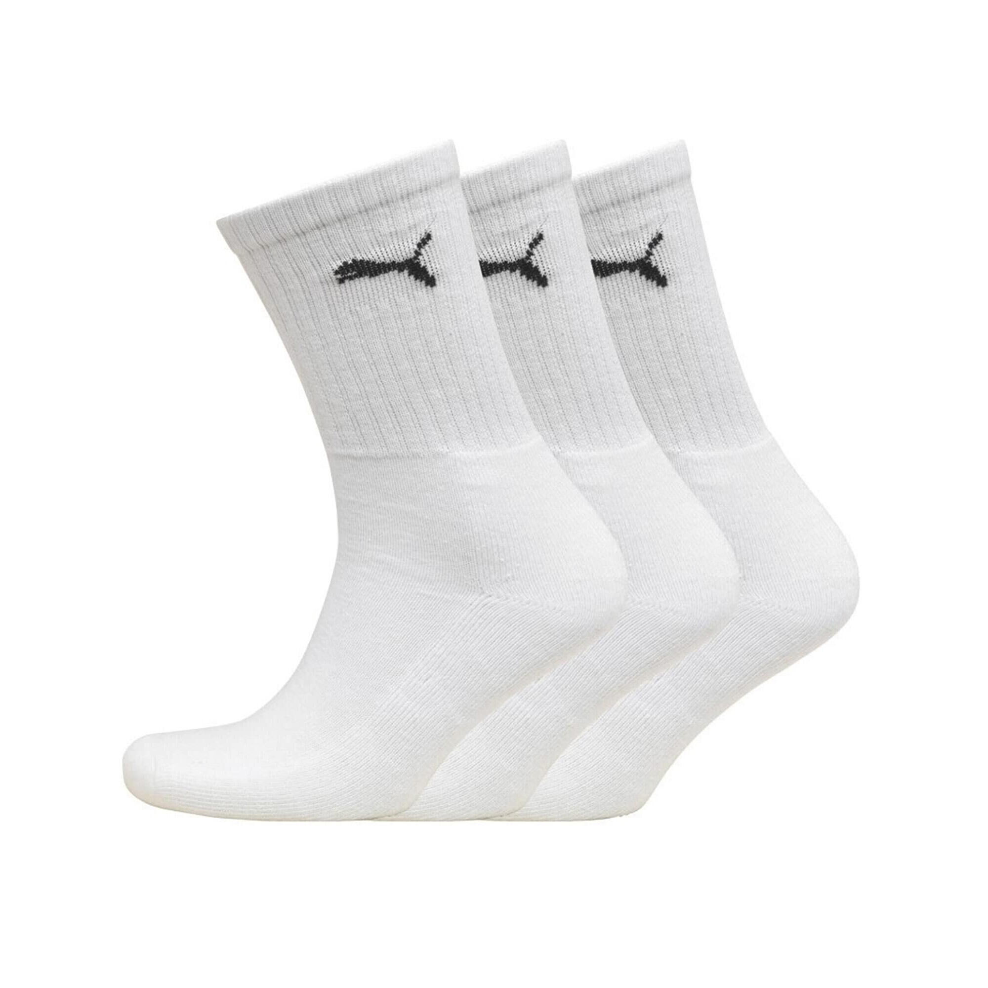 PUMA Crew Sport Socks 3 Pair Pack / Mens Socks (White)