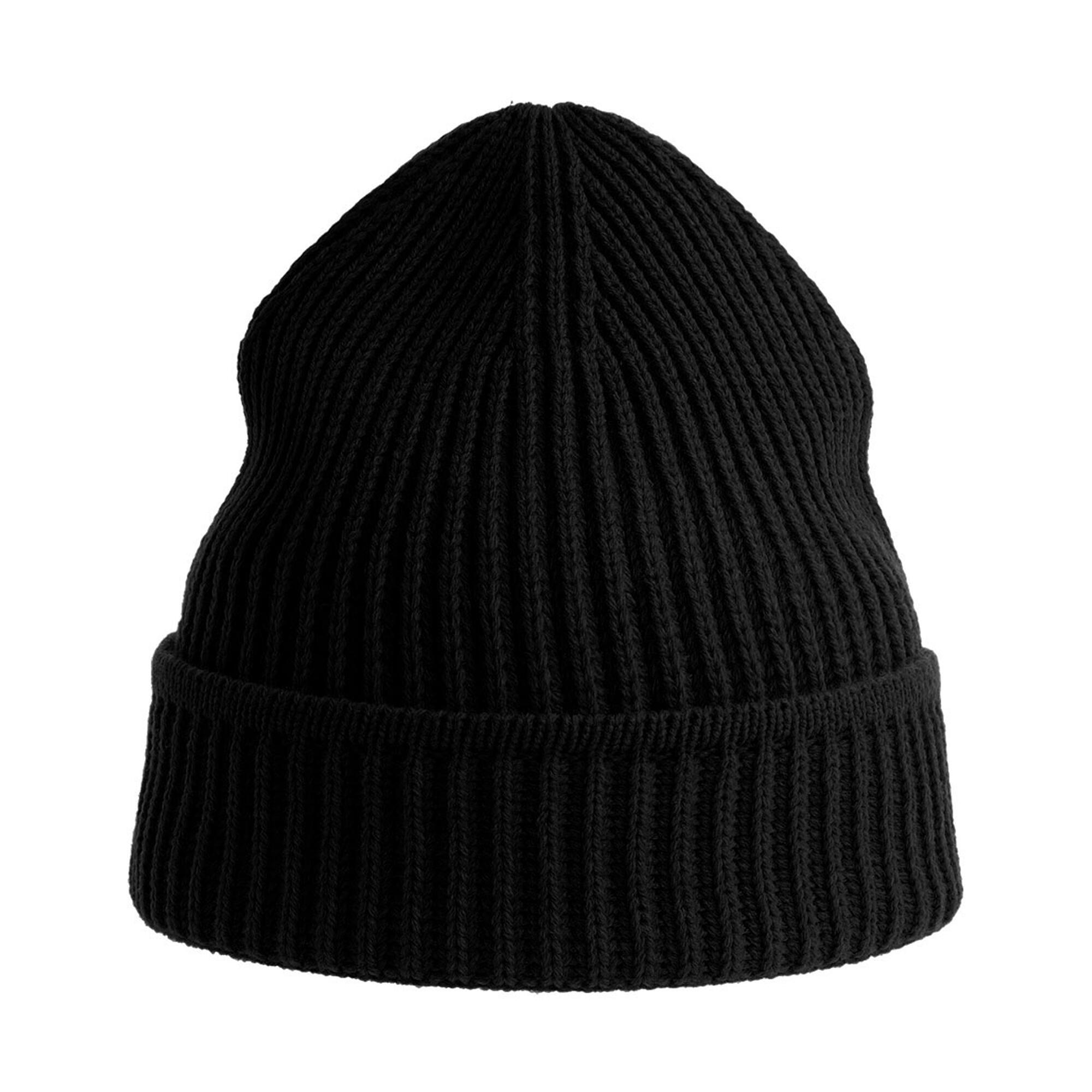 Unisex Adult Maple Ribbed Recycled Beanie (Black) 2/3