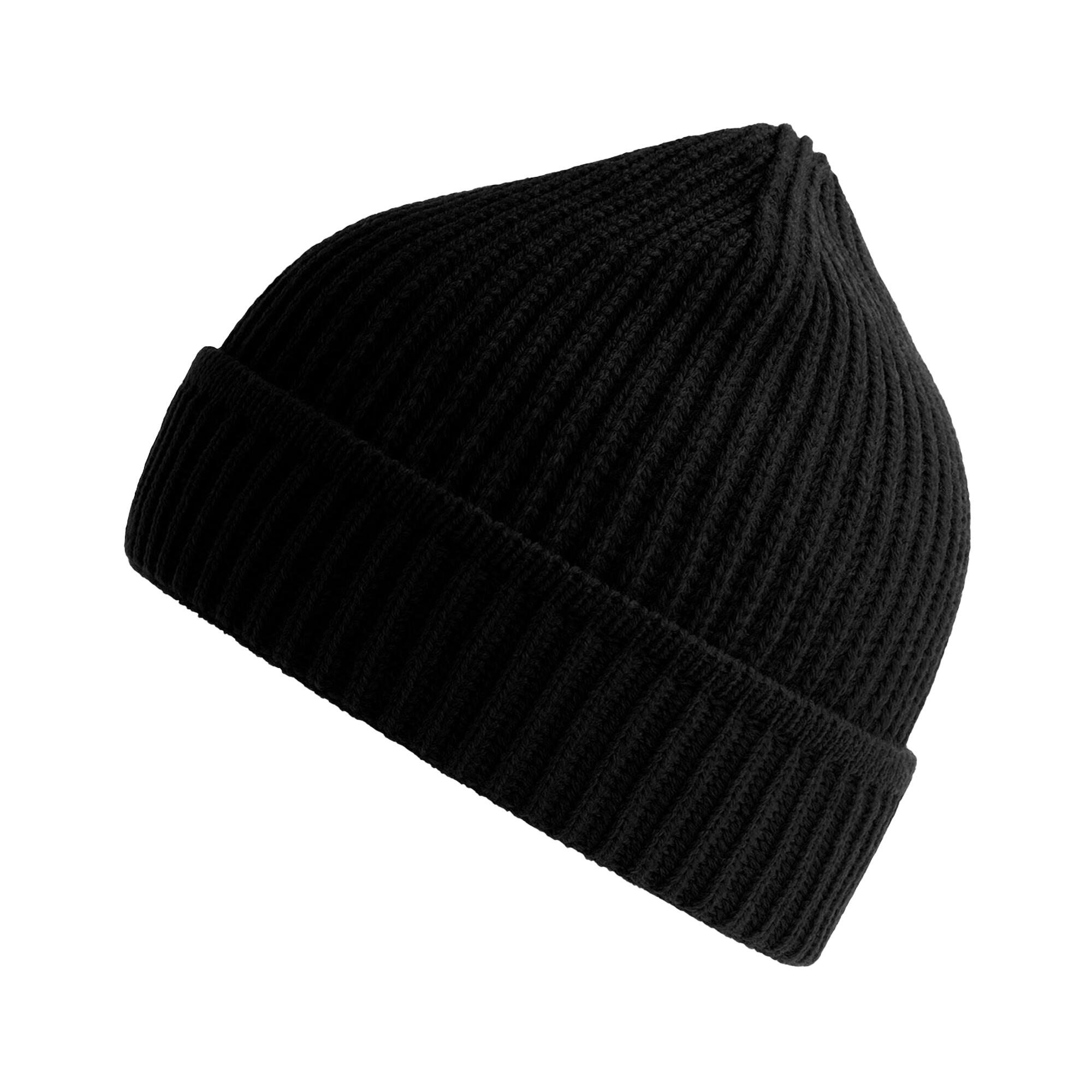 Unisex Adult Maple Ribbed Recycled Beanie (Black) 1/3