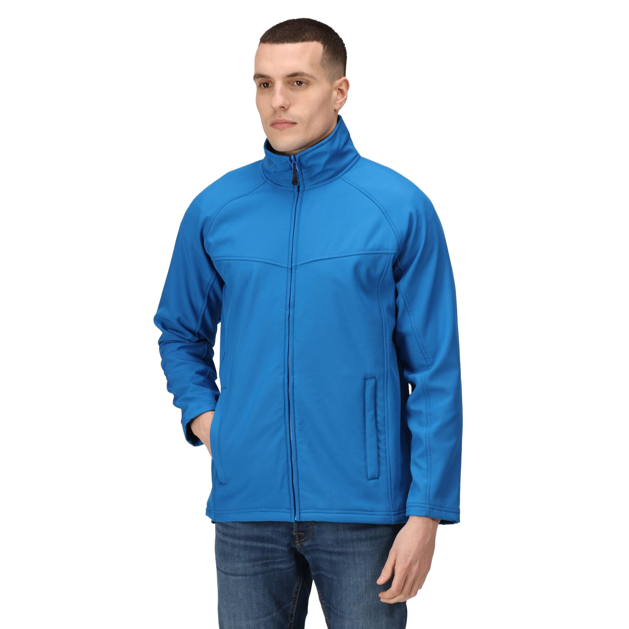 Uproar Mens Softshell Wind Resistant Fleece Jacket (Oxford Blue) 3/4