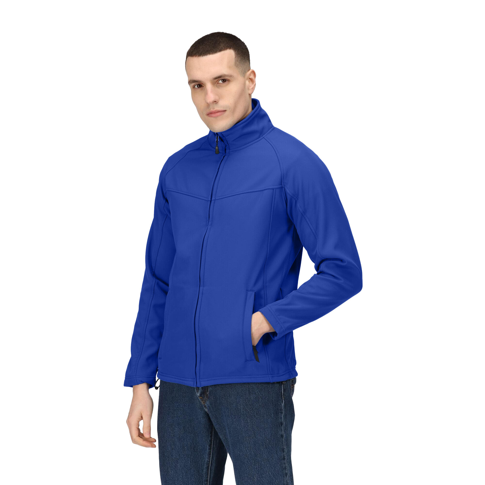 Uproar Mens Softshell Wind Resistant Fleece Jacket (Bright Royal Blue) 3/4