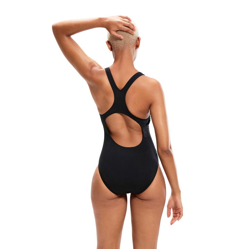 Womens/Ladies Digital Placement Medalist One Piece Swimsuit (Black/Blue) 2/4
