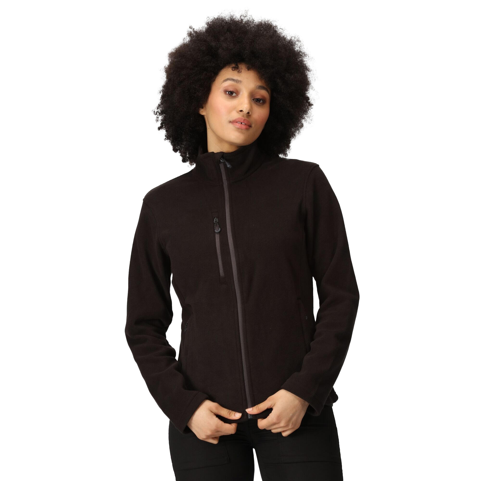 Womens/Ladies Honestly Made Recycled Fleece Jacket (Black) 3/4