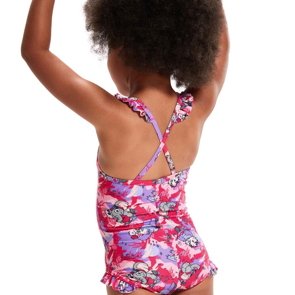 Baby Girls Learn To Swim Printed Thin Strap Frill One Piece Swimsuit 4/4