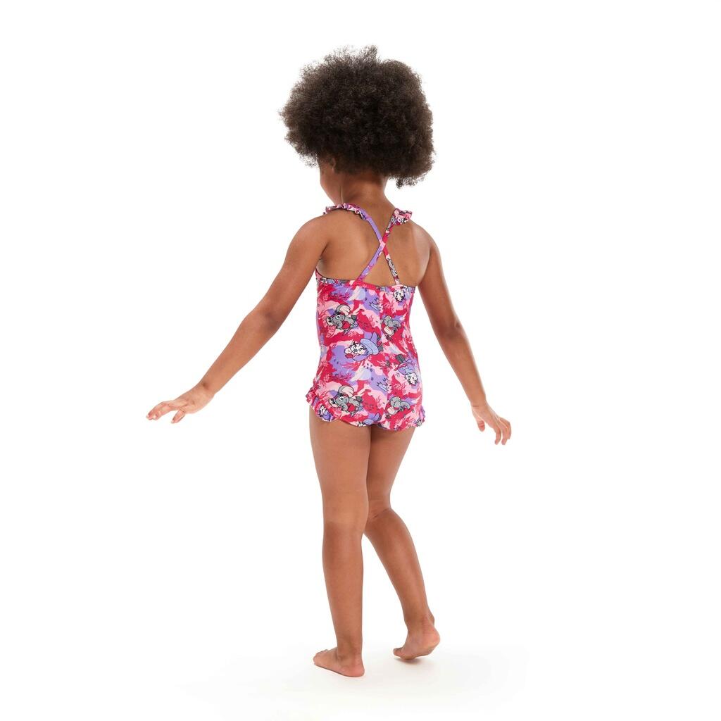 Baby Girls Learn To Swim Printed Thin Strap Frill One Piece Swimsuit 2/4