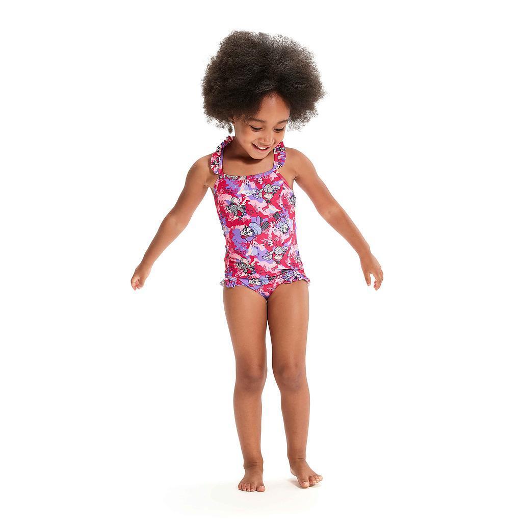 Baby Girls Learn To Swim Printed Thin Strap Frill One Piece Swimsuit 1/4